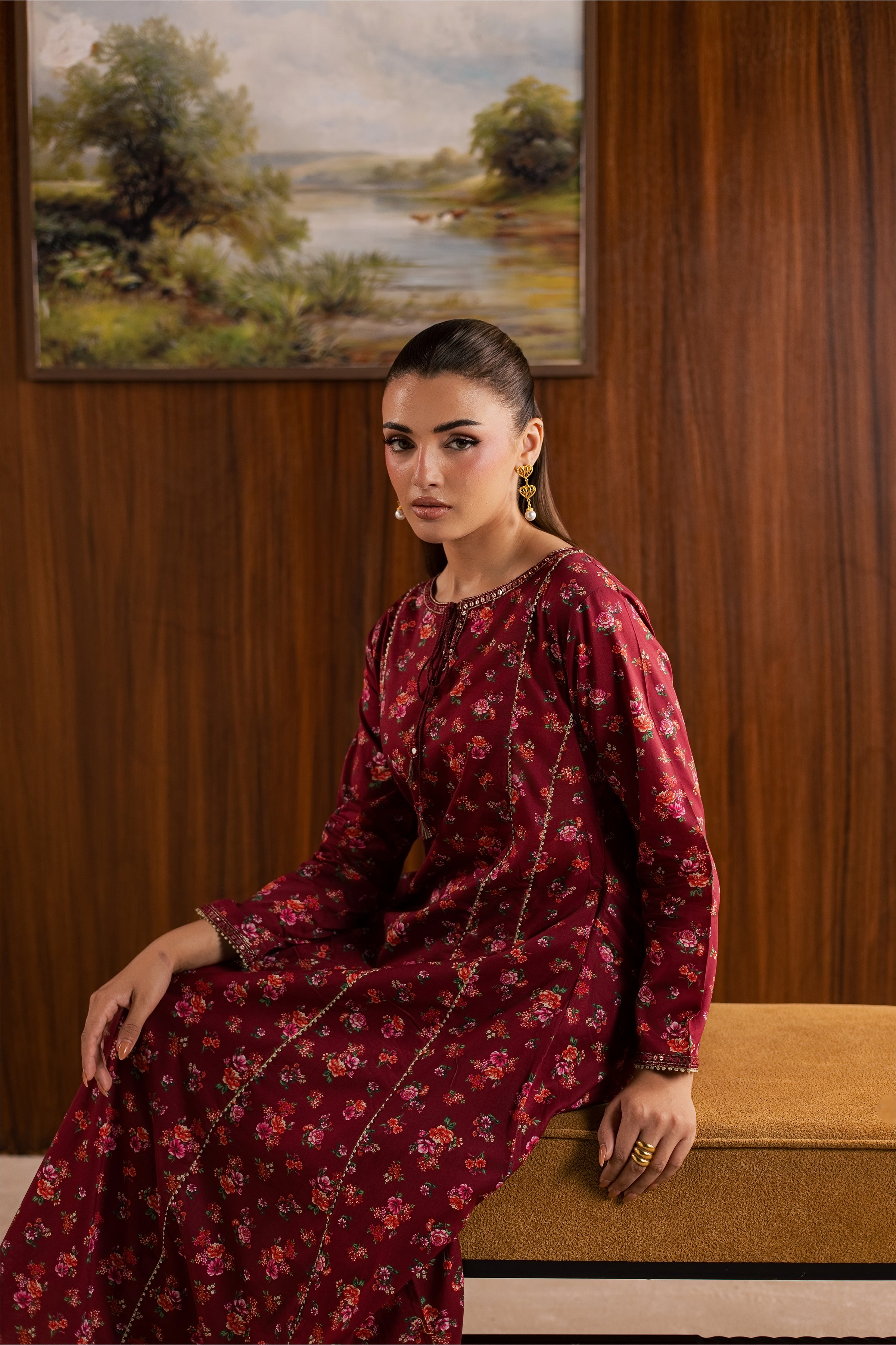  Cherry 2Pc - Printed Lawn Dress BATIKSS26  BATIK   XS / Red / Lawn-S / Red / Lawn-M / Red / Lawn-L / Red / Lawn-XL / Red / Lawn