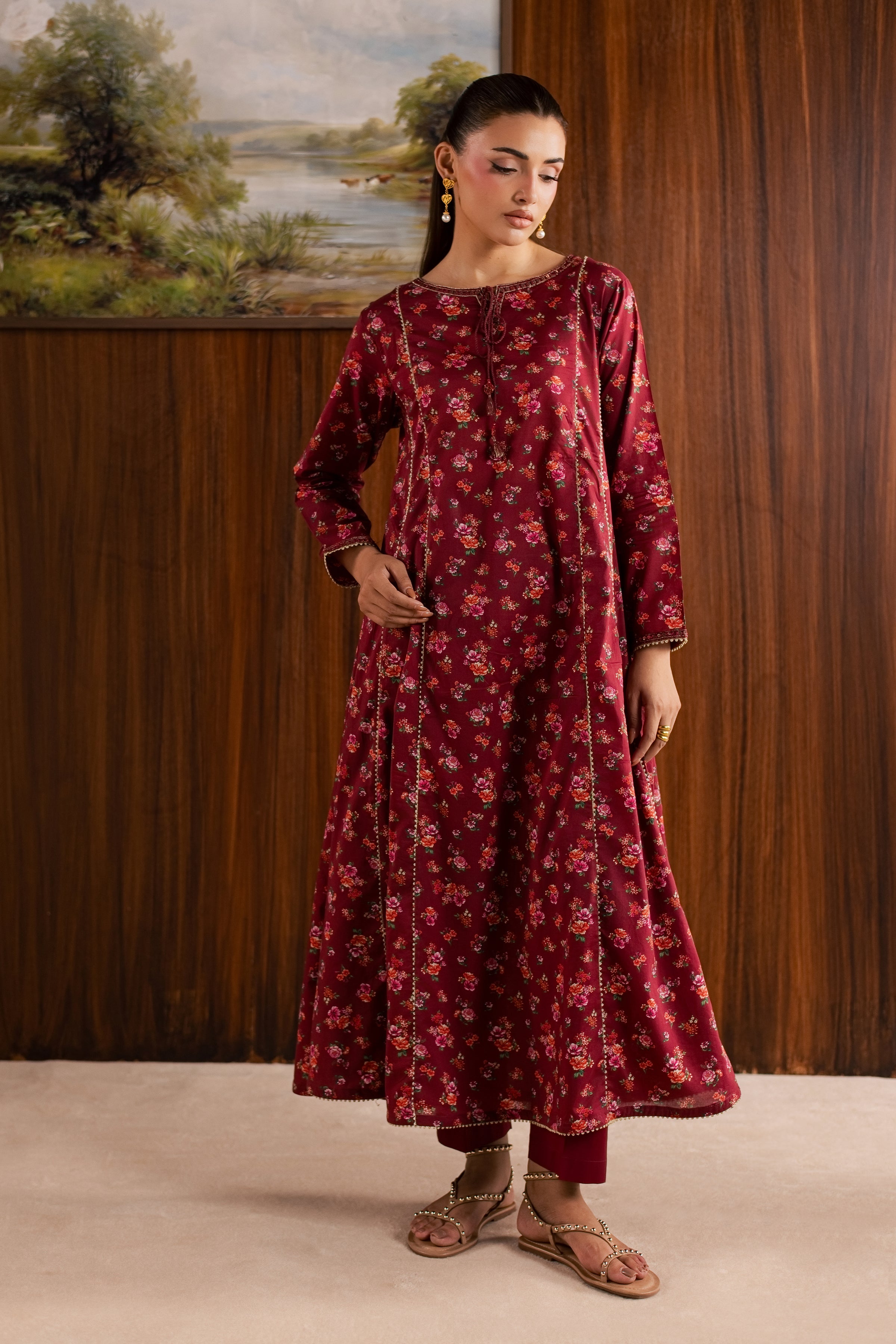  Cherry 2Pc - Printed Lawn Dress BATIKSS26  BATIK   XS / Red / Lawn-S / Red / Lawn-M / Red / Lawn-L / Red / Lawn-XL / Red / Lawn