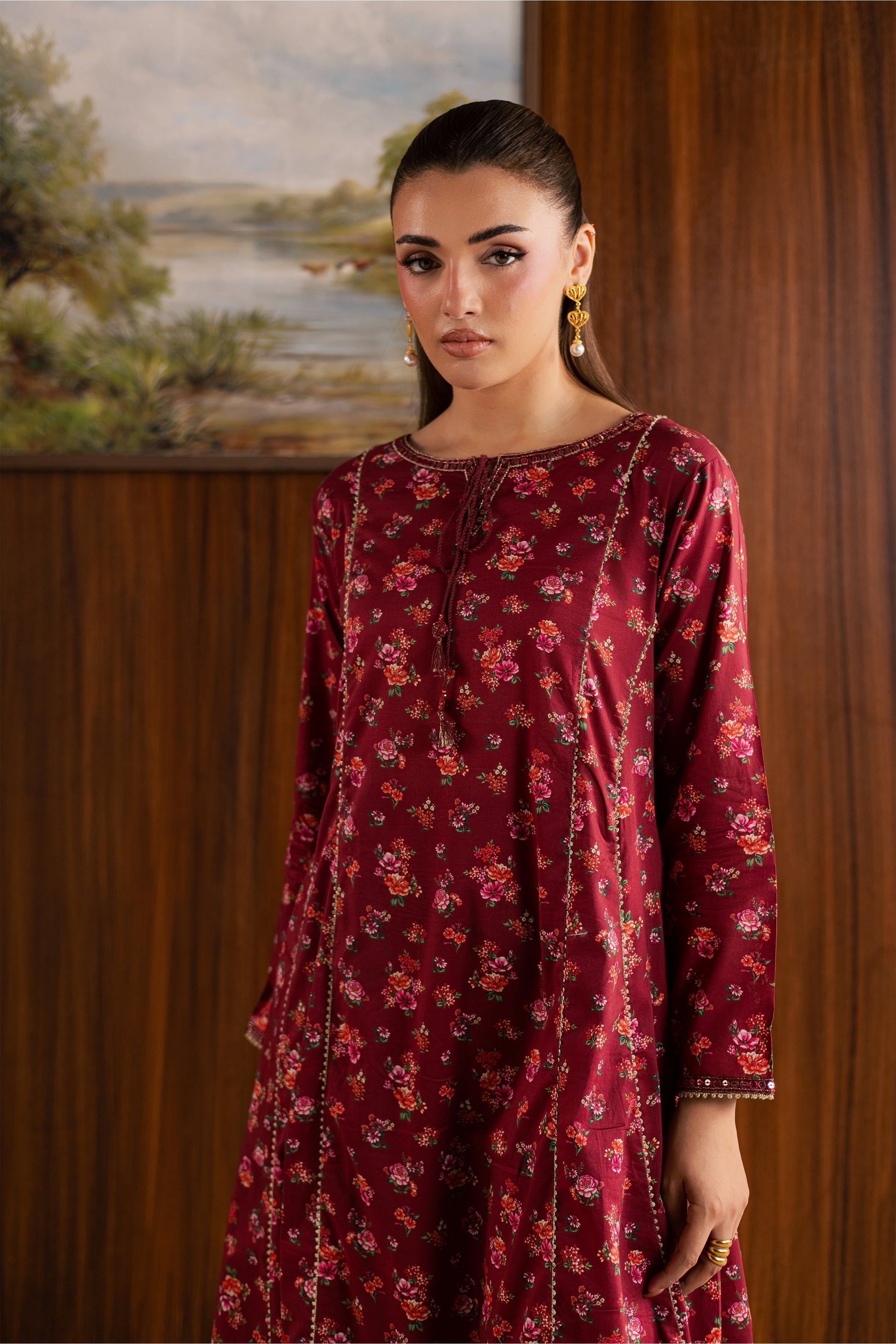  Cherry 2Pc - Printed Lawn Dress BATIKSS26  BATIK   XS / Red / Lawn-S / Red / Lawn-M / Red / Lawn-L / Red / Lawn-XL / Red / Lawn