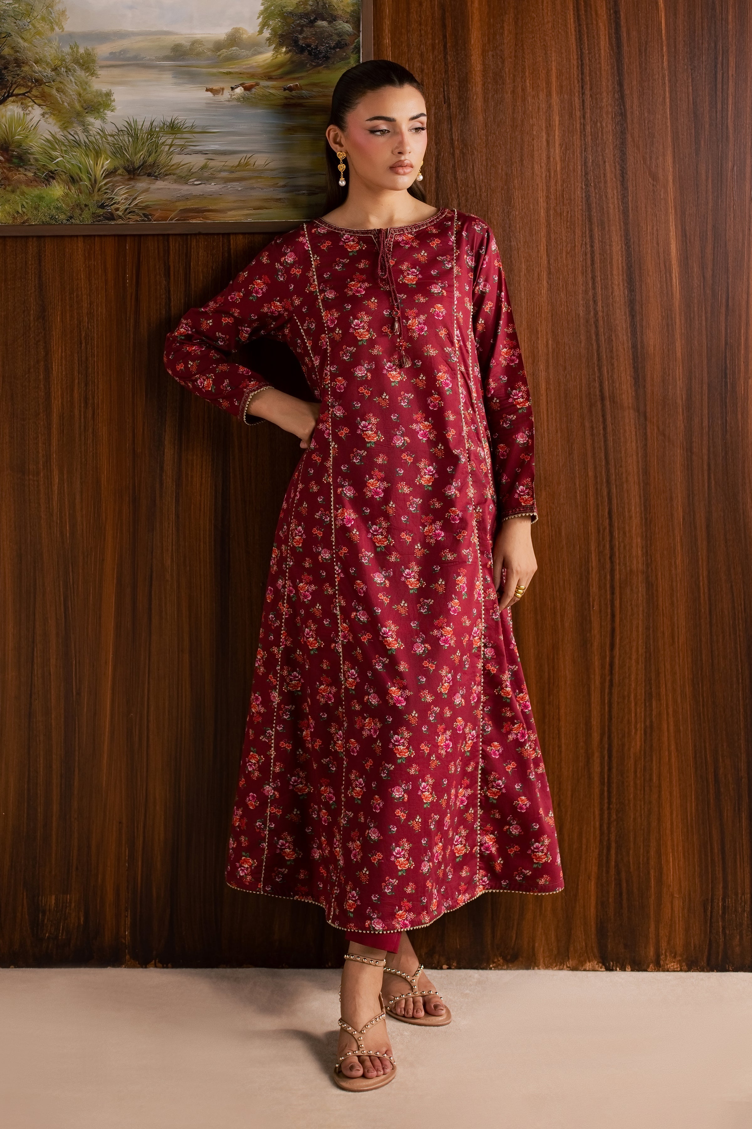  Cherry 2Pc - Printed Lawn Dress BATIKSS26  BATIK   XS / Red / Lawn-S / Red / Lawn-M / Red / Lawn-L / Red / Lawn-XL / Red / Lawn
