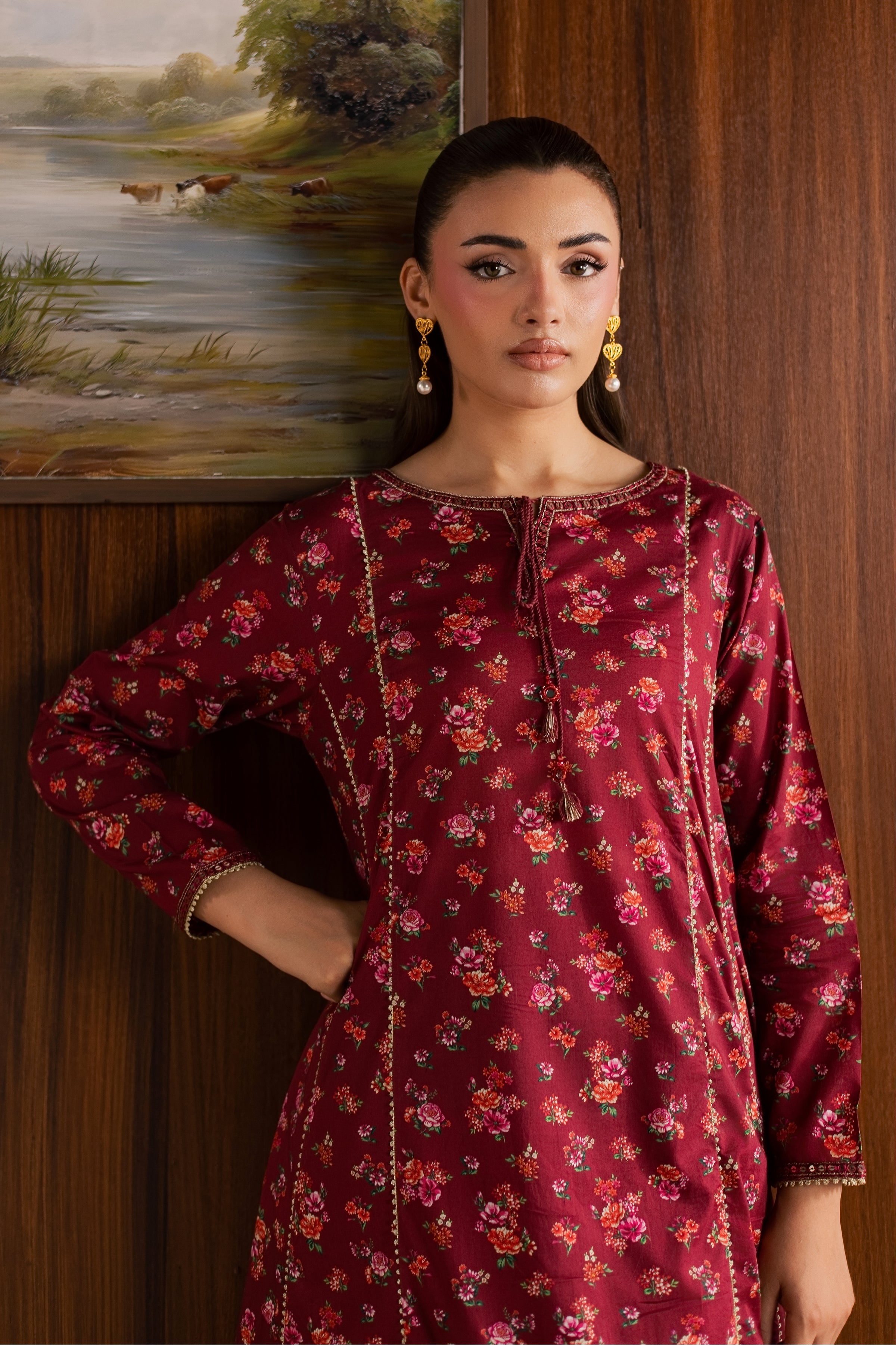  Cherry 2Pc - Printed Lawn Dress BATIKSS26  BATIK   XS / Red / Lawn-S / Red / Lawn-M / Red / Lawn-L / Red / Lawn-XL / Red / Lawn