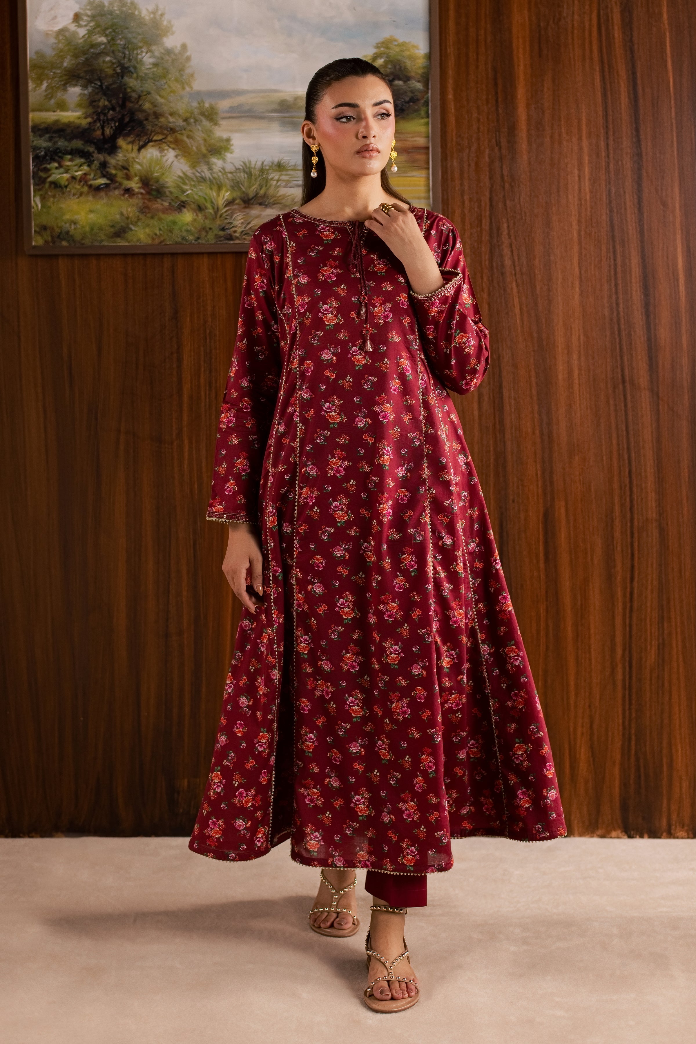  Cherry 2Pc - Printed Lawn Dress BATIKSS26  BATIK   XS / Red / Lawn-S / Red / Lawn-M / Red / Lawn-L / Red / Lawn-XL / Red / Lawn
