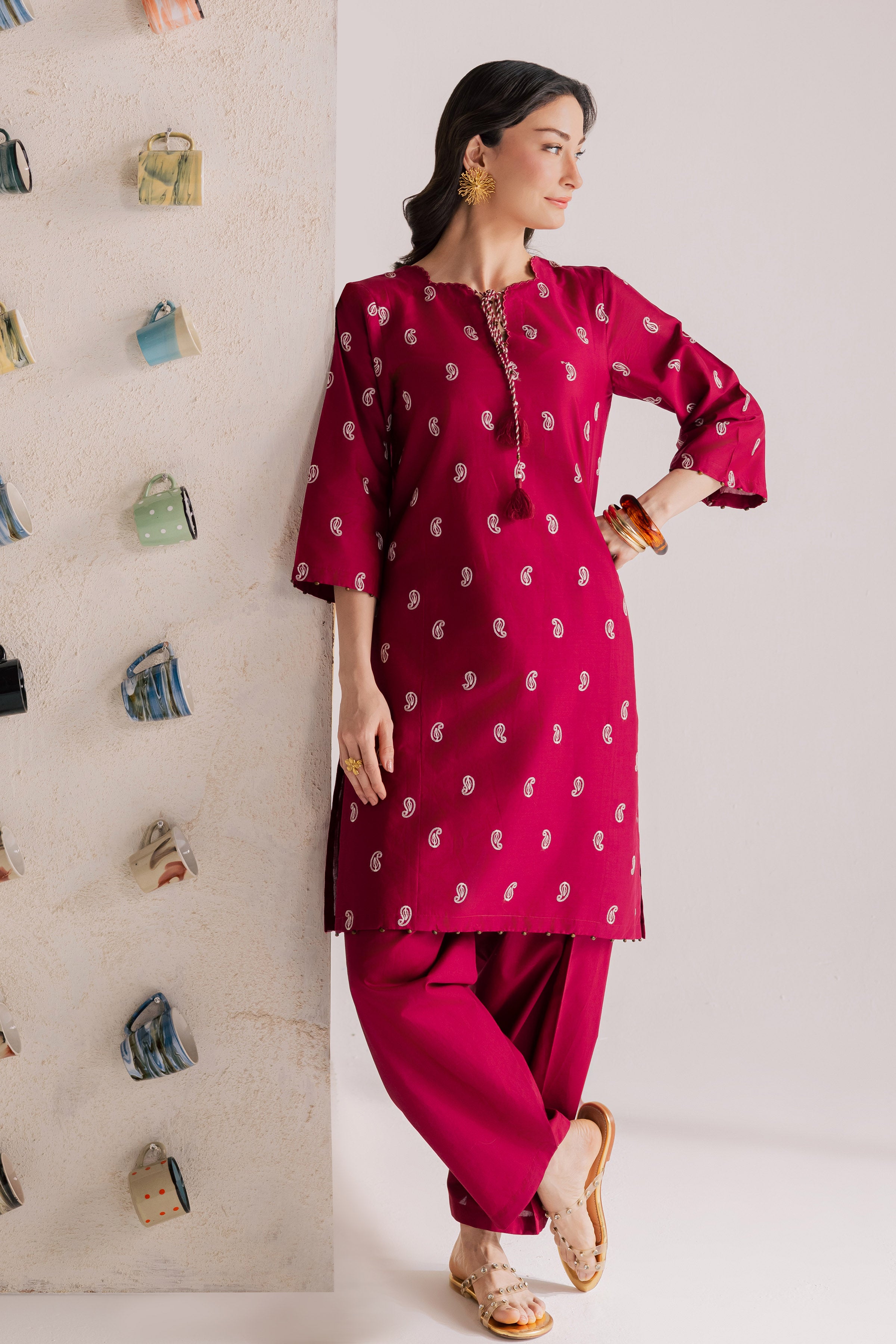  Cherry Puff 2Pc - Embroidered Lawn Dress EverydayEdit26  BATIK   XS / Tyrian / Pima Lawn-S / Tyrian / Pima Lawn-M / Tyrian / Pima Lawn-L / Tyrian / Pima Lawn-XL / Tyrian / Pima Lawn