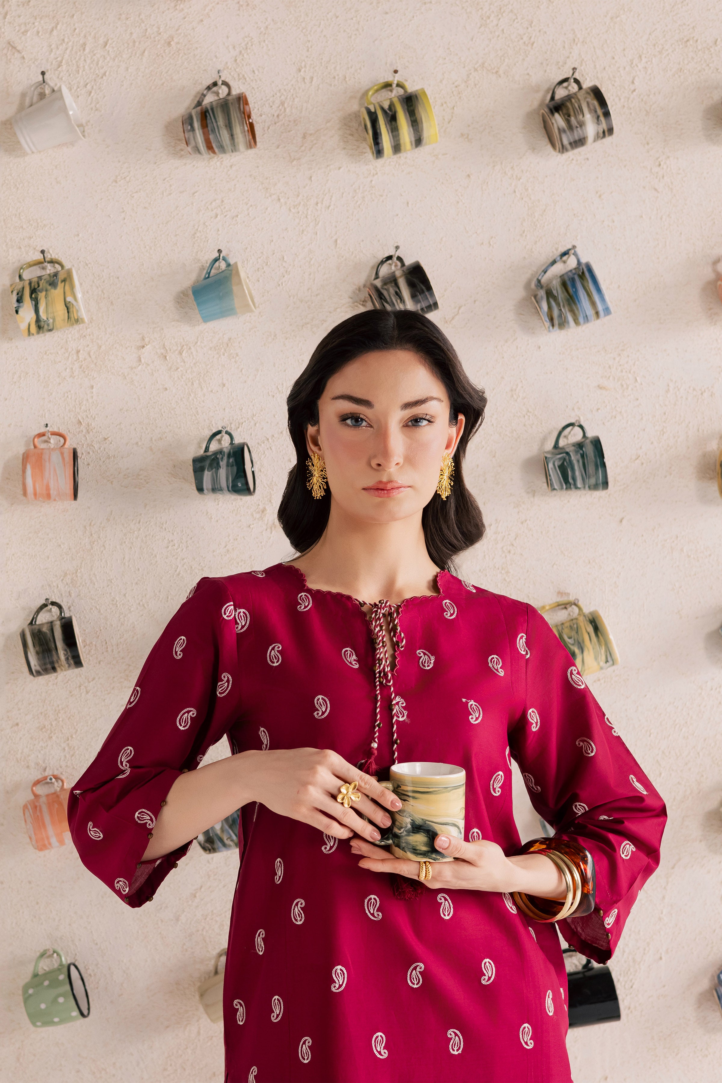  Cherry Puff 2Pc - Embroidered Lawn Dress EverydayEdit26  BATIK   XS / Tyrian / Pima Lawn-S / Tyrian / Pima Lawn-M / Tyrian / Pima Lawn-L / Tyrian / Pima Lawn-XL / Tyrian / Pima Lawn