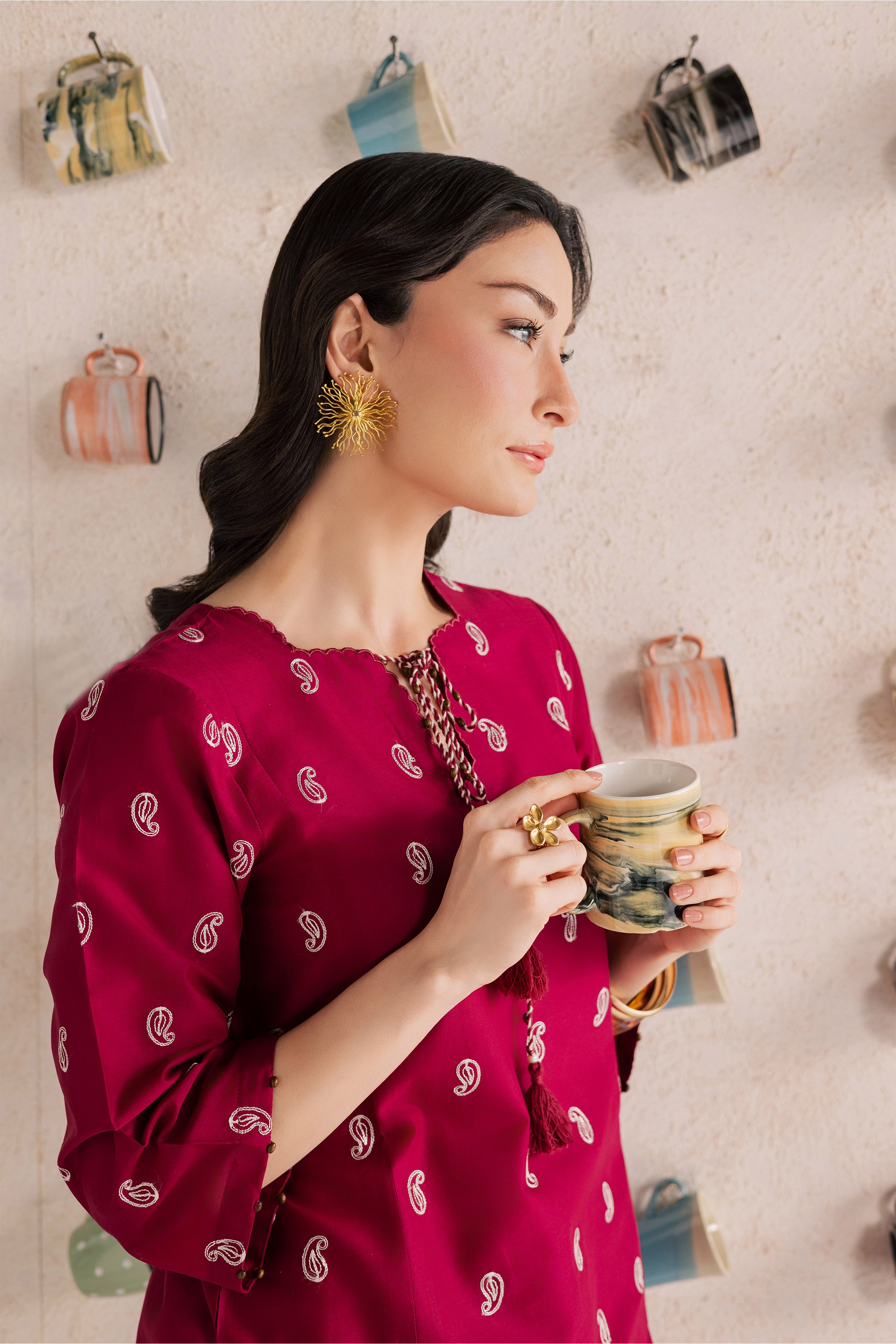  Cherry Puff 2Pc - Embroidered Lawn Dress EverydayEdit26  BATIK   XS / Tyrian / Pima Lawn-S / Tyrian / Pima Lawn-M / Tyrian / Pima Lawn-L / Tyrian / Pima Lawn-XL / Tyrian / Pima Lawn