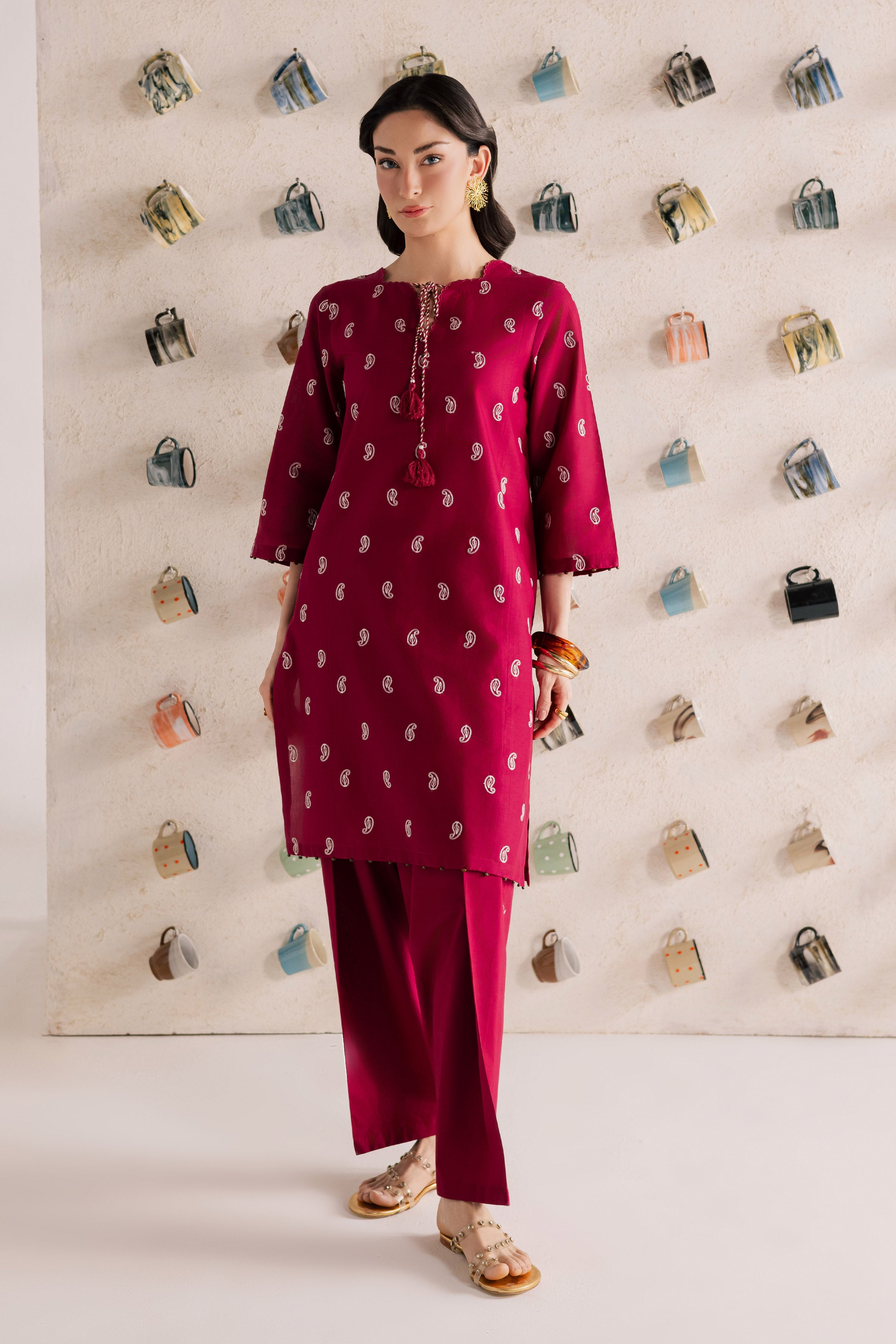  Cherry Puff 2Pc - Embroidered Lawn Dress EverydayEdit26  BATIK   XS / Tyrian / Pima Lawn-S / Tyrian / Pima Lawn-M / Tyrian / Pima Lawn-L / Tyrian / Pima Lawn-XL / Tyrian / Pima Lawn