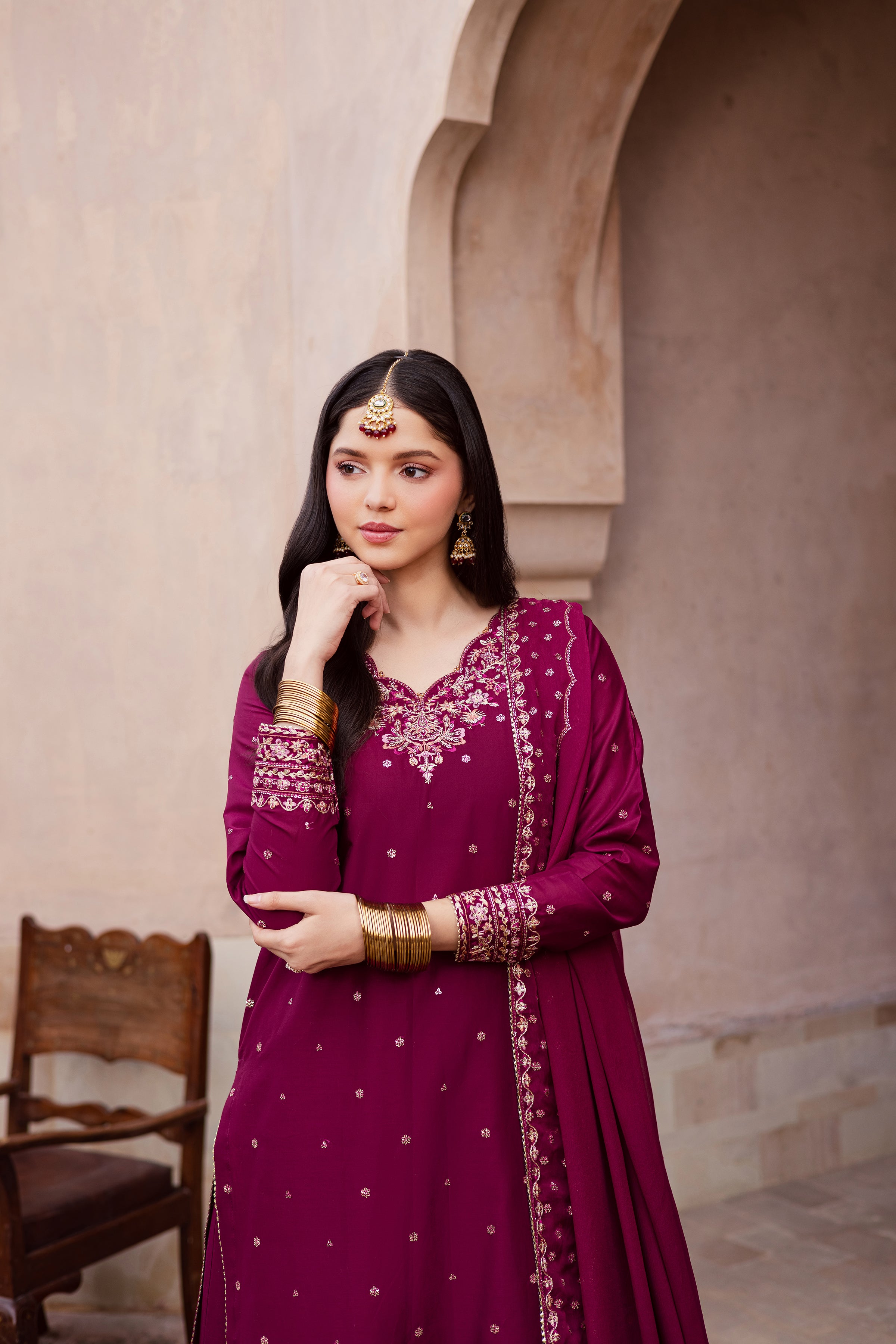  CherryBerry 3Pc - Festive Embroidered Lawn BATIKEID2026  BATIK   XS / Burgundy / Pima Lawn-S / Burgundy / Pima Lawn-M / Burgundy / Pima Lawn-L / Burgundy / Pima Lawn-XL / Burgundy / Pima Lawn