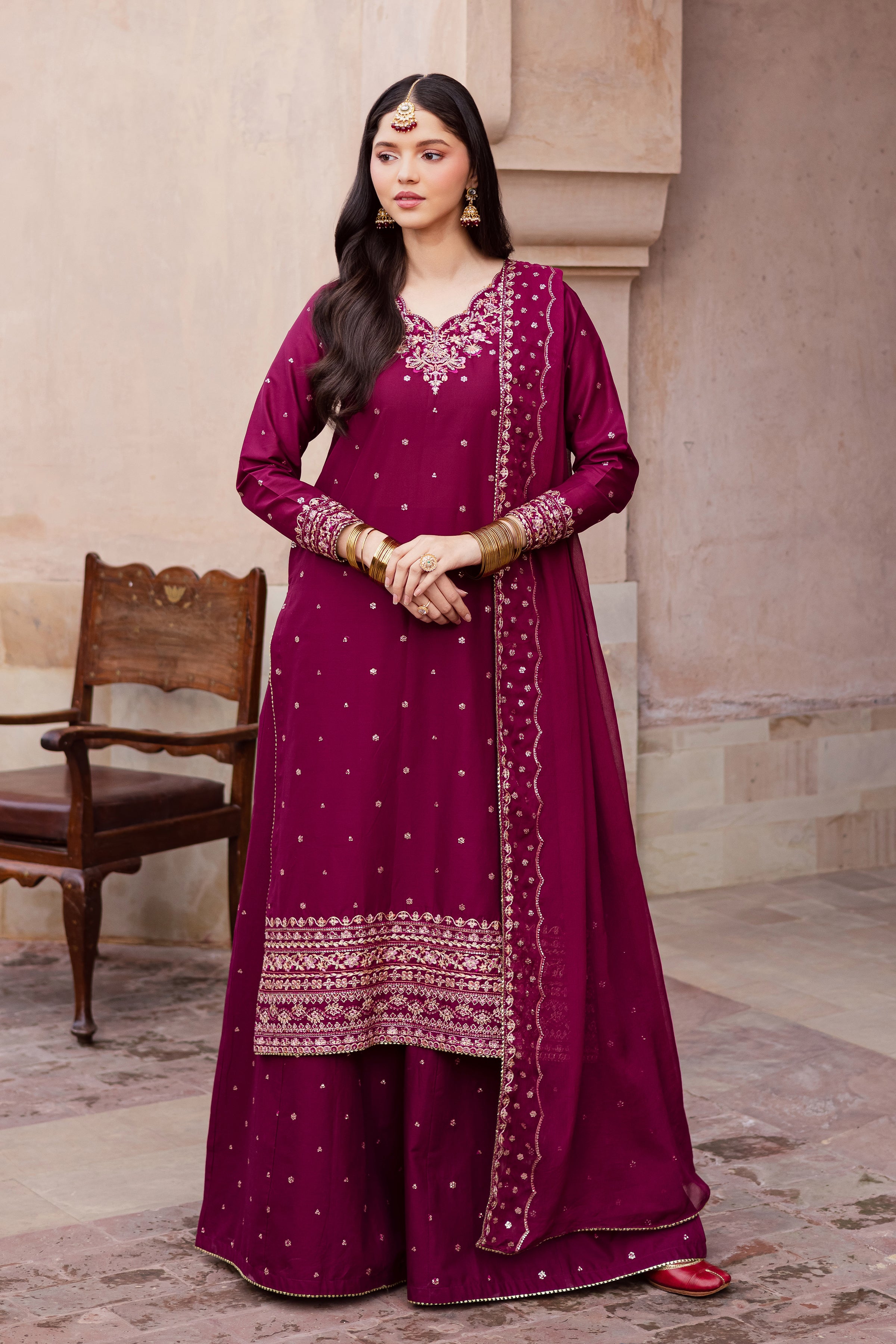  CherryBerry 3Pc - Festive Embroidered Lawn BATIKEID2026  BATIK   XS / Burgundy / Pima Lawn-S / Burgundy / Pima Lawn-M / Burgundy / Pima Lawn-L / Burgundy / Pima Lawn-XL / Burgundy / Pima Lawn