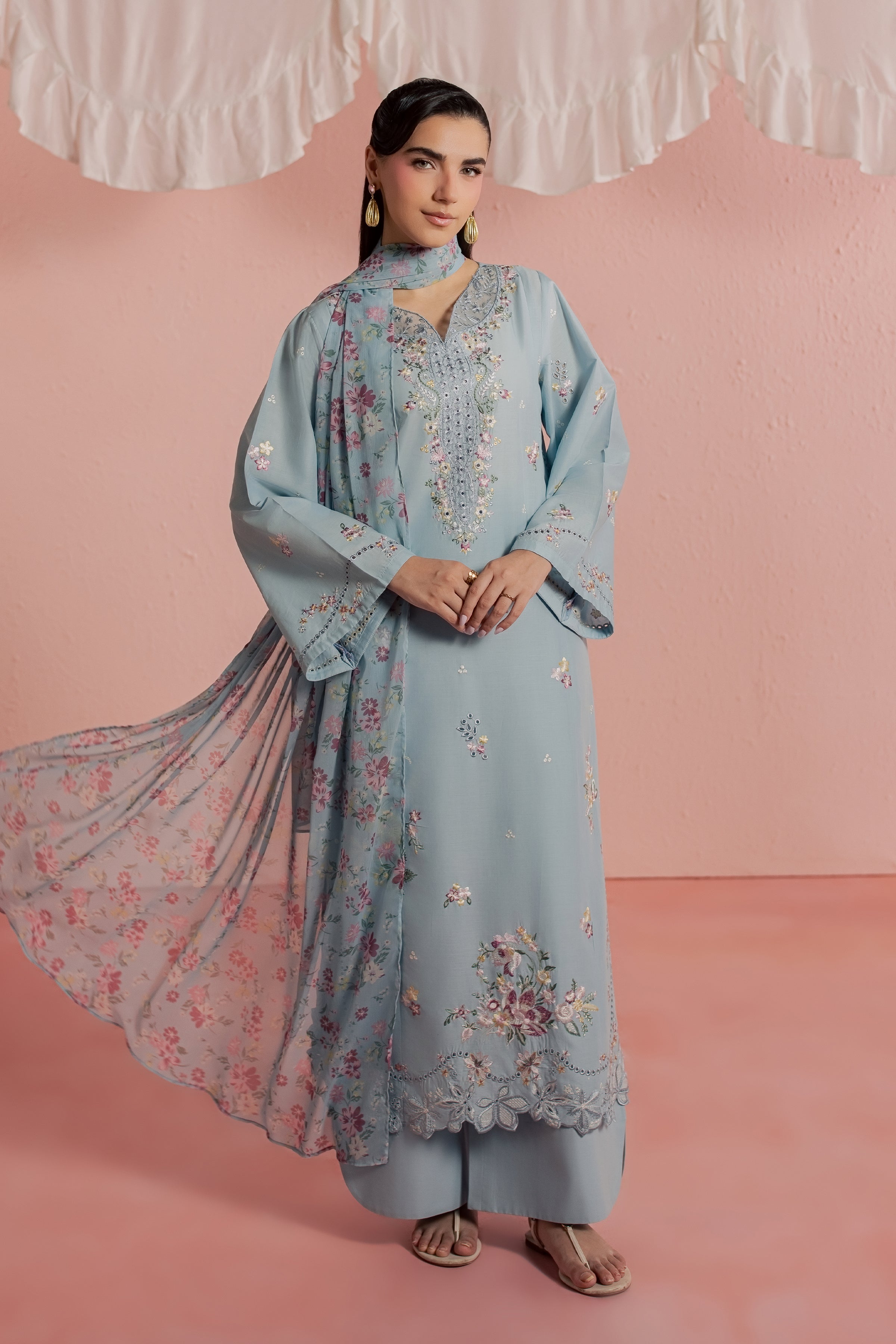  CloudPie 3Pc - Embroidered Lawn Dress BATIKSS26  BATIK   XS / Sky blue / Pima Lawn-S / Sky blue / Pima Lawn-M / Sky blue / Pima Lawn-L / Sky blue / Pima Lawn-XL / Sky blue / Pima Lawn