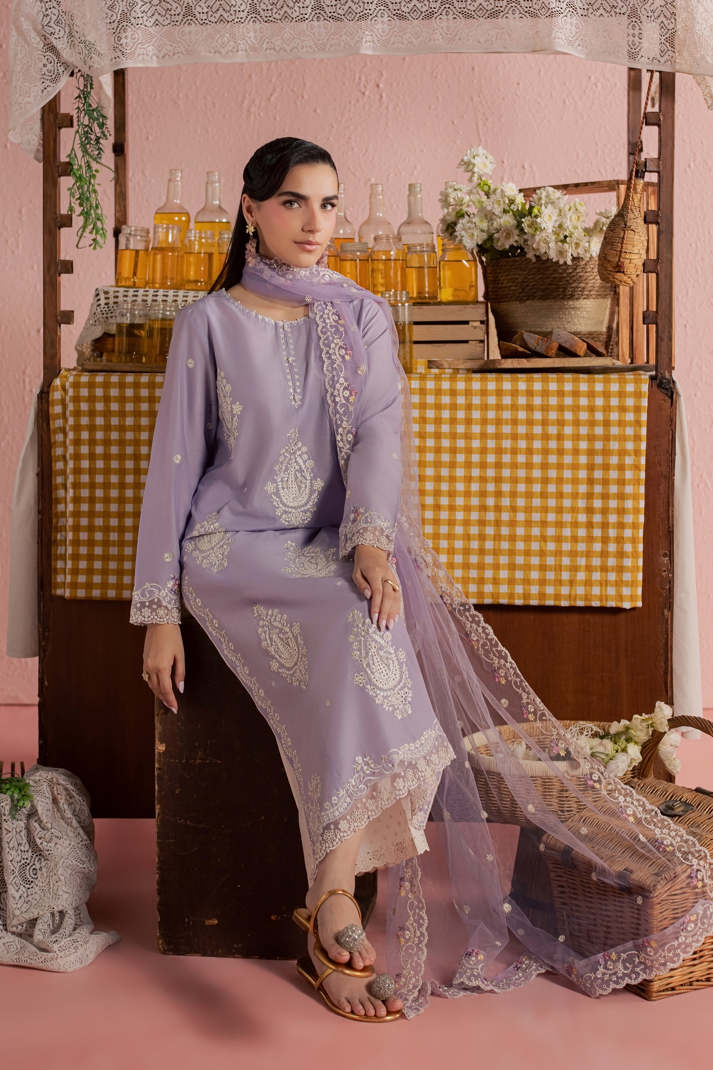  Coco Giselle 3Pc - Embroidered Lawn Dress BATIKSS26  BATIK   XS / Wisteria / Pima Lawn-S / Wisteria / Pima Lawn-M / Wisteria / Pima Lawn-L / Wisteria / Pima Lawn-XL / Wisteria / Pima Lawn