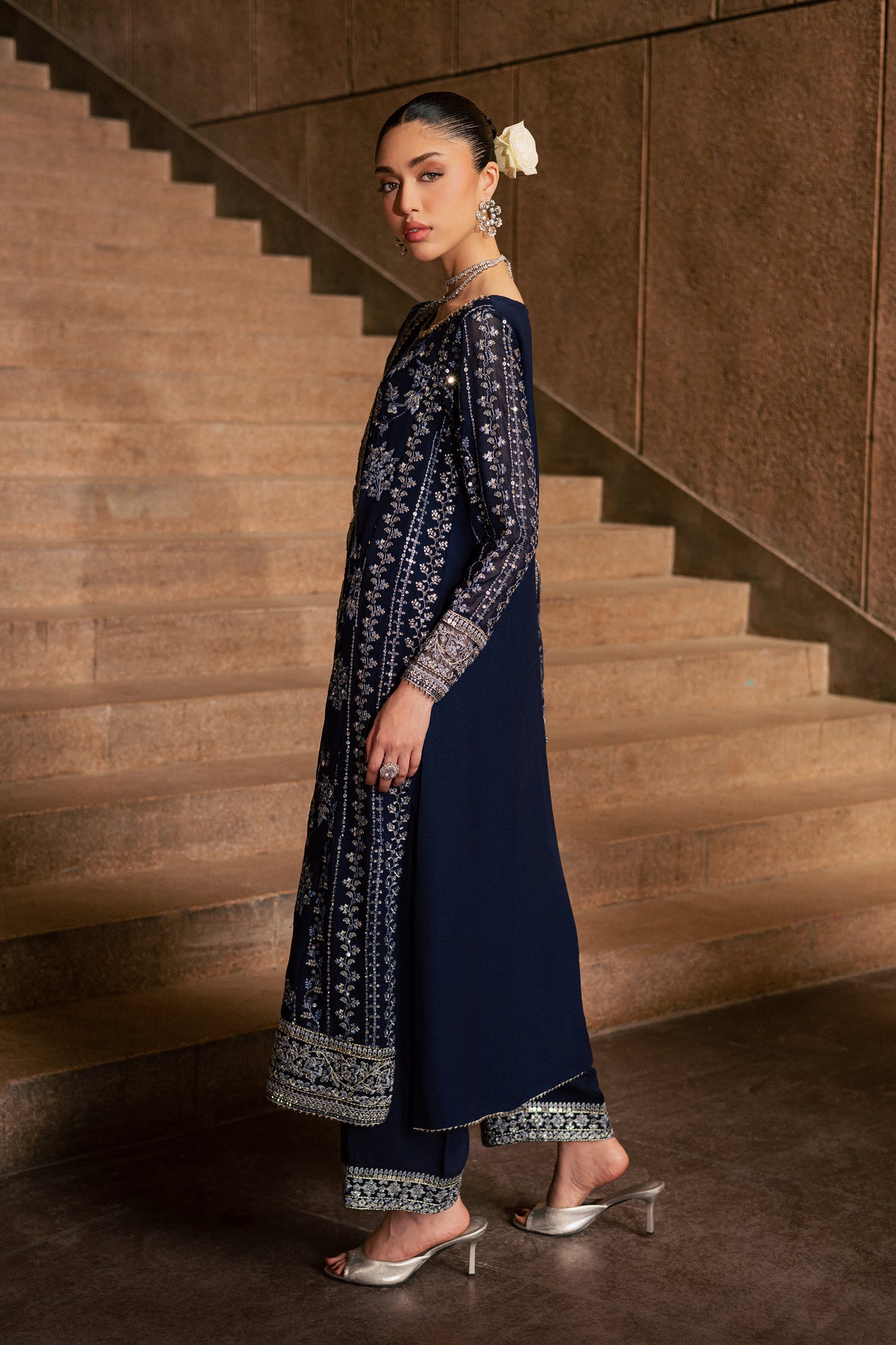Copper 3Pc - Festive Luxe Pret BATIKLUXOCT26  BATIK   XS / Dark Navy / Crepe Chiffon
