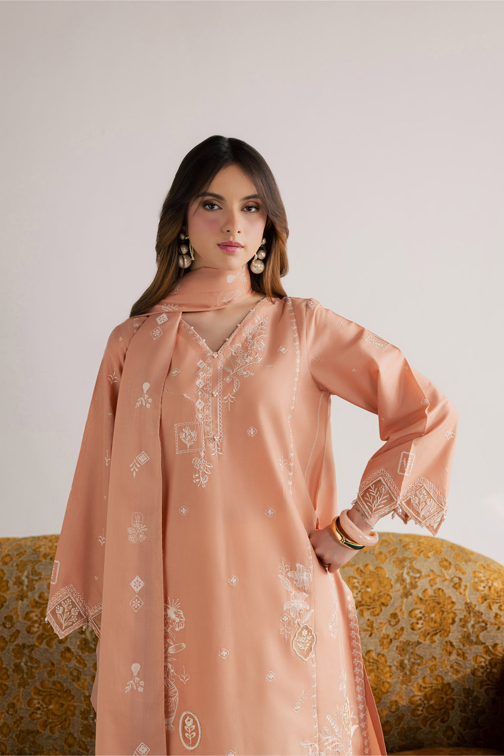  Coraline 3Pc - Embroidered Lawn Dress EverydayEdit26  BATIK   XS / Cafe Crème / Pima Lawn-S / Cafe Crème / Pima Lawn-M / Cafe Crème / Pima Lawn-L / Cafe Crème / Pima Lawn-XL / Cafe Crème / Pima Lawn