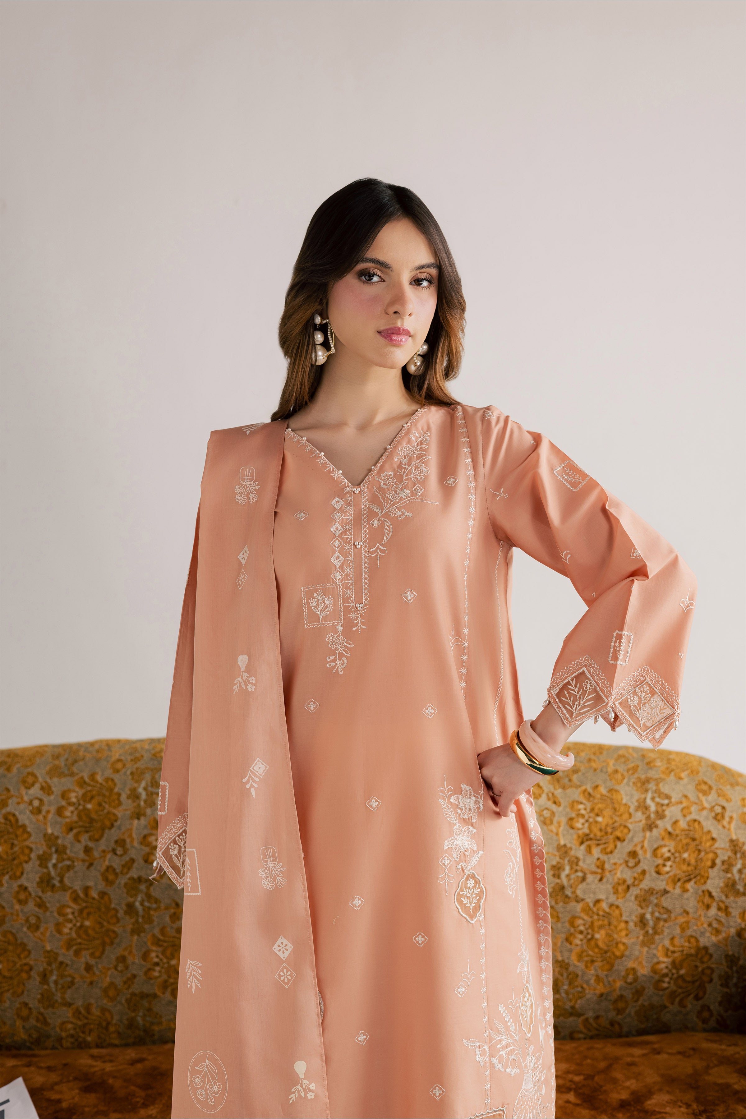  Coraline 3Pc - Embroidered Lawn Dress EverydayEdit26  BATIK   XS / Cafe Crème / Pima Lawn-S / Cafe Crème / Pima Lawn-M / Cafe Crème / Pima Lawn-L / Cafe Crème / Pima Lawn-XL / Cafe Crème / Pima Lawn