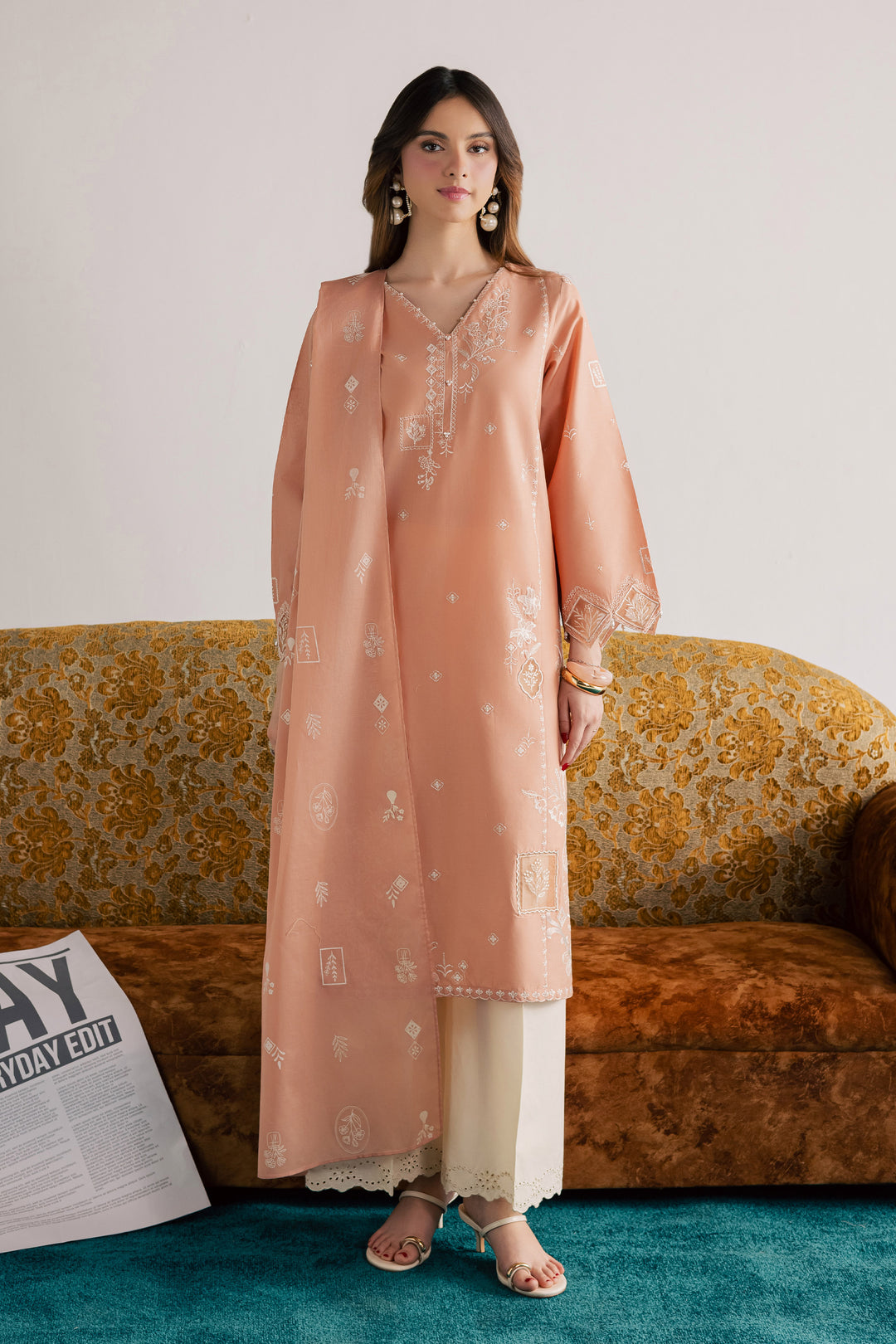  Coraline 3Pc - Embroidered Lawn Dress EverydayEdit26  BATIK   XS / Cafe Crème / Pima Lawn-S / Cafe Crème / Pima Lawn-M / Cafe Crème / Pima Lawn-L / Cafe Crème / Pima Lawn-XL / Cafe Crème / Pima Lawn