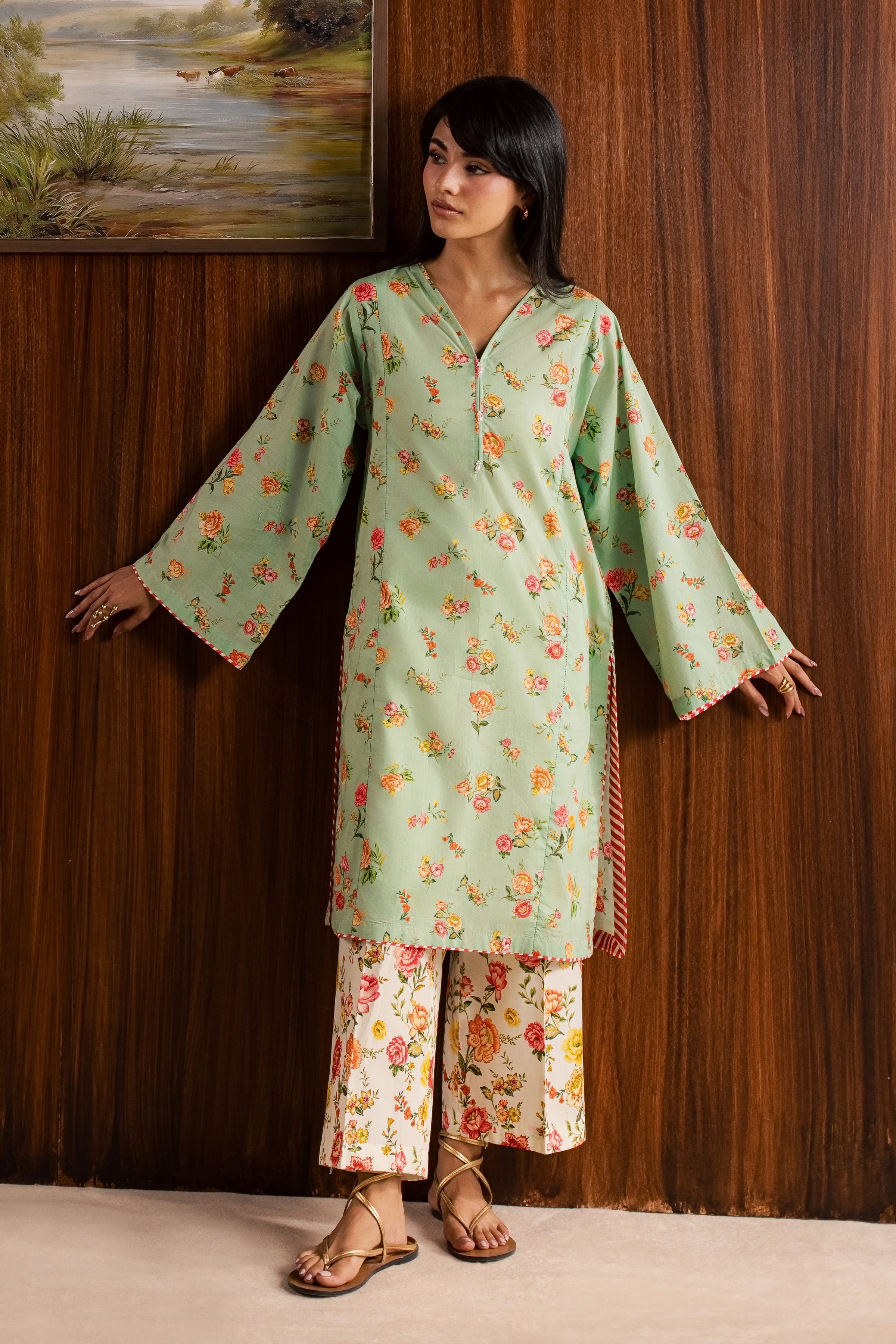  Corduroy 2Pc - Printed Lawn Dress BATIKSS26  BATIK   XS / Green / Lawn-S / Green / Lawn-M / Green / Lawn-L / Green / Lawn-XL / Green / Lawn