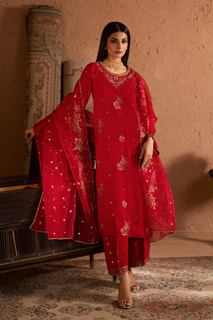  Corly 3Pc- Festive Luxe Pret BATIKSTUDIO2025  BATIK   S / Red / Georgette-M / Red / Georgette-L / Red / Georgette