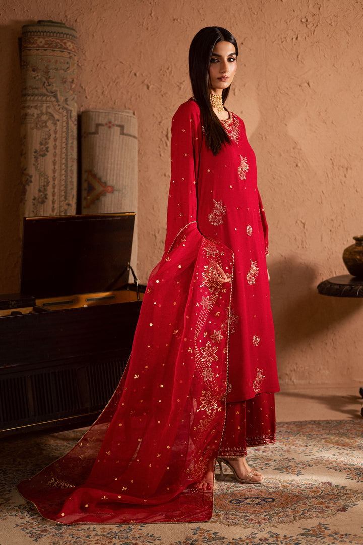  Corly 3Pc- Festive Luxe Pret BATIKSTUDIO2025  BATIK   S / Red / Georgette-M / Red / Georgette-L / Red / Georgette