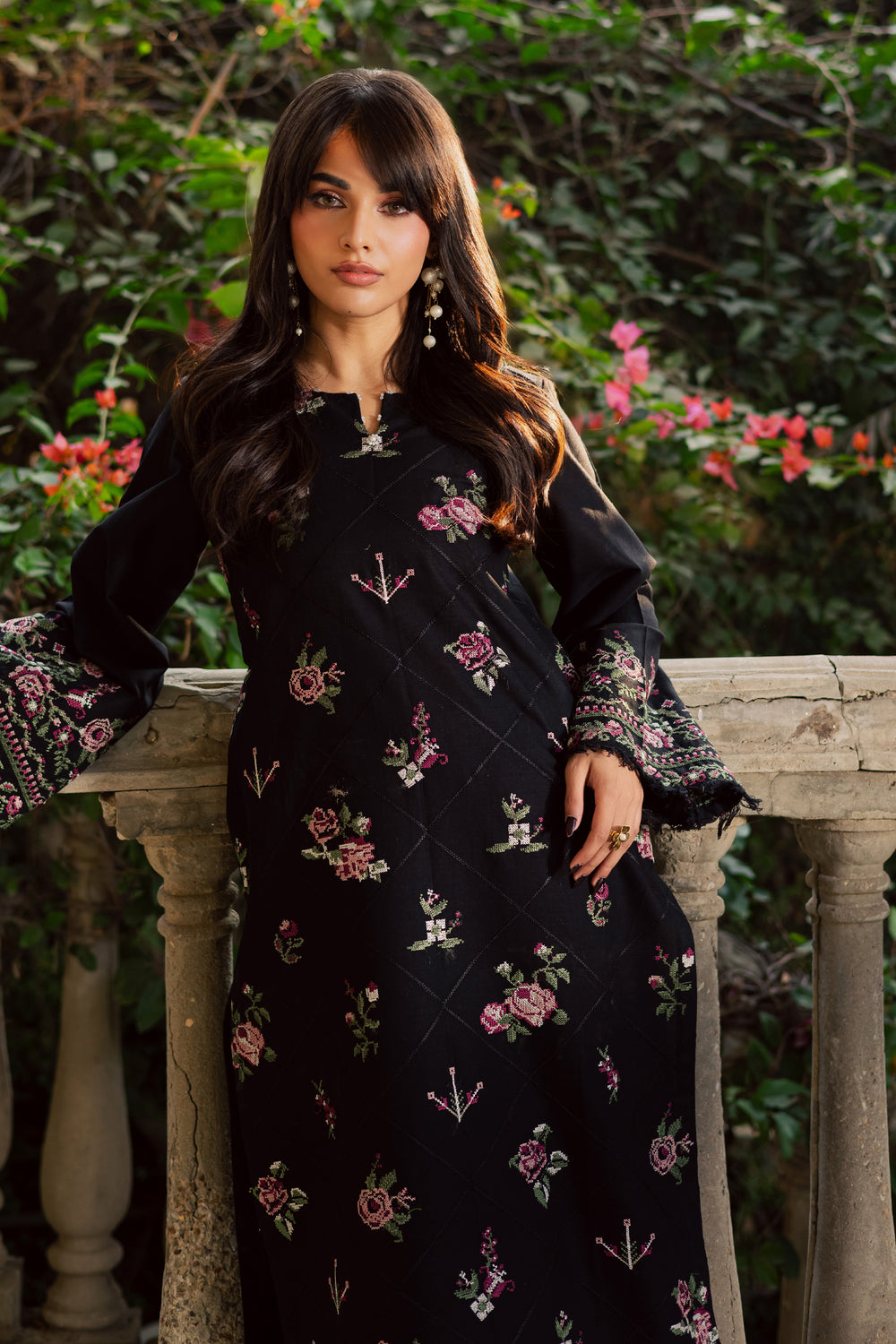  Cross De Blue 2Pc - Embroidered Khaddar Dress BATIK WINTER PRET 2025  BATIK   XS / Black / Khaddar-S / Black / Khaddar-M / Black / Khaddar-L / Black / Khaddar-XL / Black / Khaddar