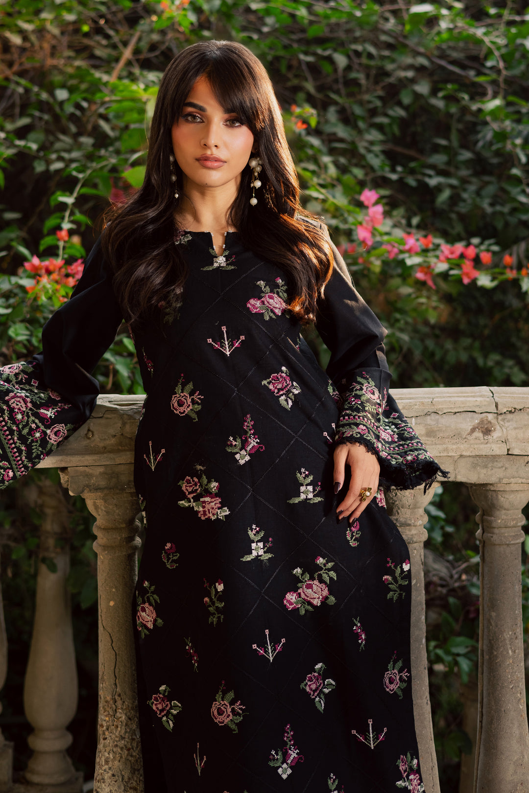  Cross De Blue 2Pc - Embroidered Khaddar Dress BATIK WINTER PRET 2025  BATIK   XS / Black / Khaddar-S / Black / Khaddar-M / Black / Khaddar-L / Black / Khaddar-XL / Black / Khaddar