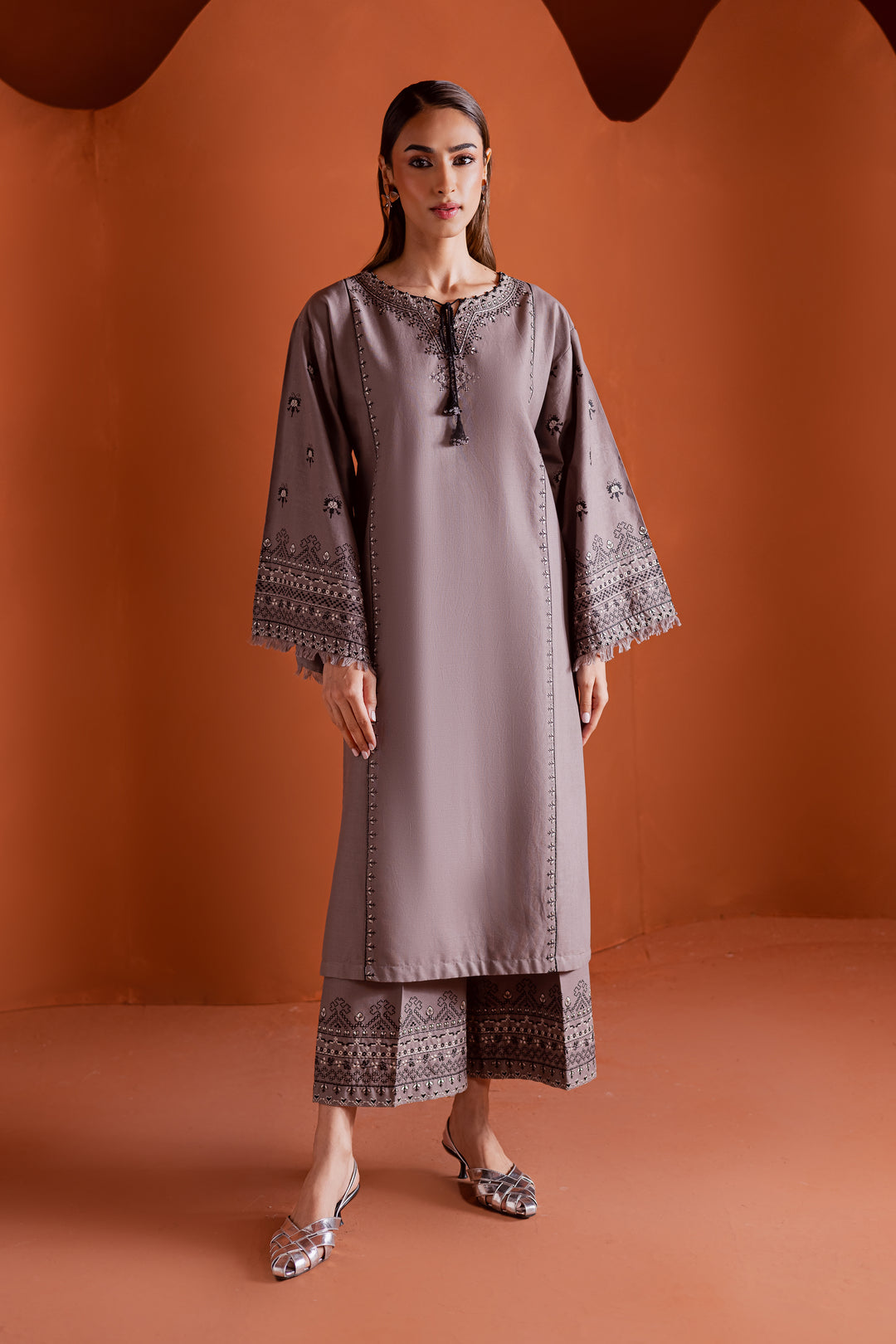  Cross Word 2Pc - Embroidered Khaddar Dress BATIK WINTER PRET 2025  BATIK   XS / Grey / Khaddar-S / Grey / Khaddar-M / Grey / Khaddar-L / Grey / Khaddar-XL / Grey / Khaddar