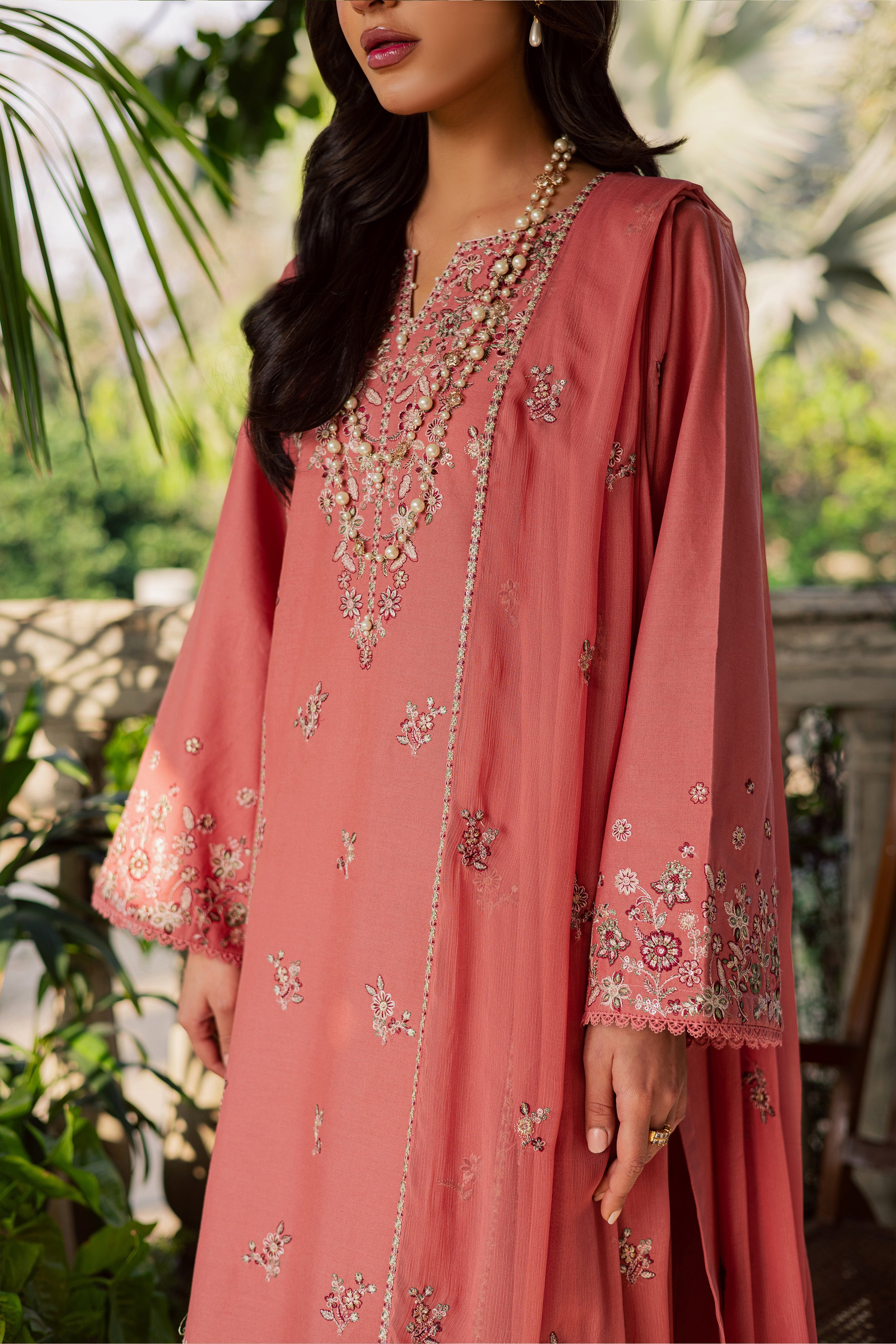  Crust 3Pc - Embroidered Khaddar Dress BATIK WINTER PRET 2025  BATIK   XS / Coral / Khaddar-S / Coral / Khaddar-M / Coral / Khaddar-L / Coral / Khaddar-XL / Coral / Khaddar