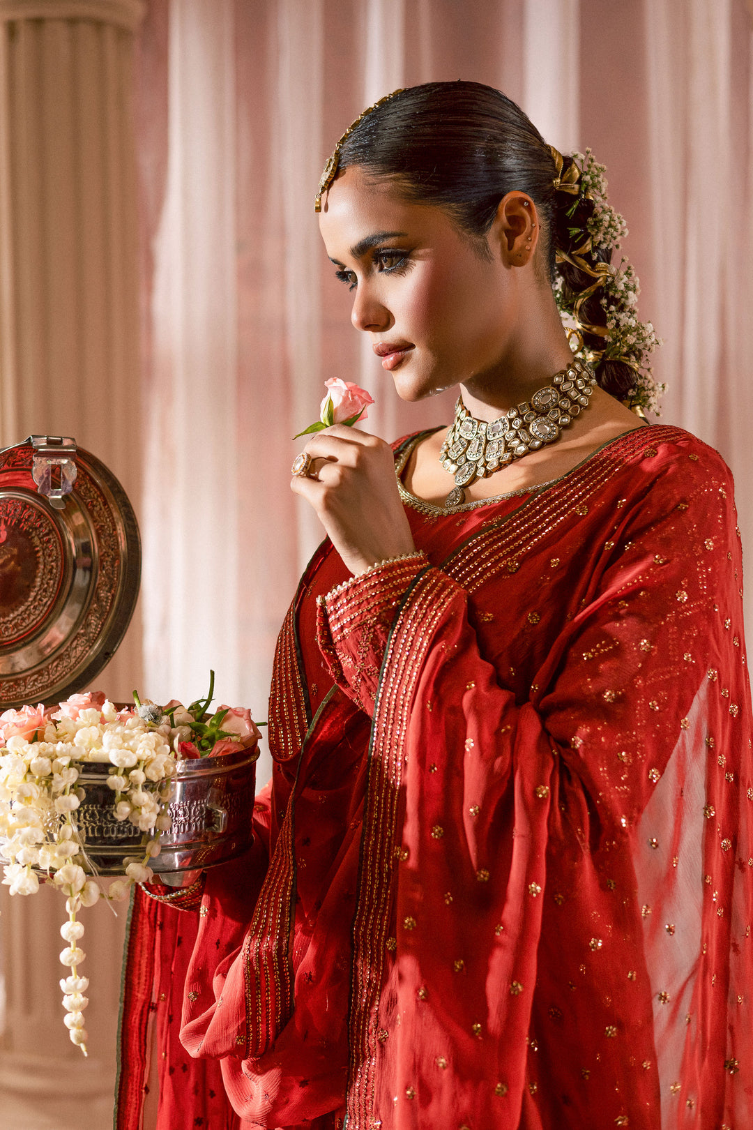  Crusteez 3Pc - Chiffon Wedding Frock BATIKLuxePRET2025  BATIK   S / Rust / Chiffon & Raw Silk-M / Rust / Chiffon & Raw Silk-L / Rust / Chiffon & Raw Silk