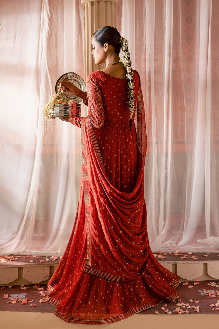  Crusteez 3Pc - Chiffon Wedding Frock BATIKLuxePRET2025  BATIK   S / Rust / Chiffon & Raw Silk-M / Rust / Chiffon & Raw Silk-L / Rust / Chiffon & Raw Silk