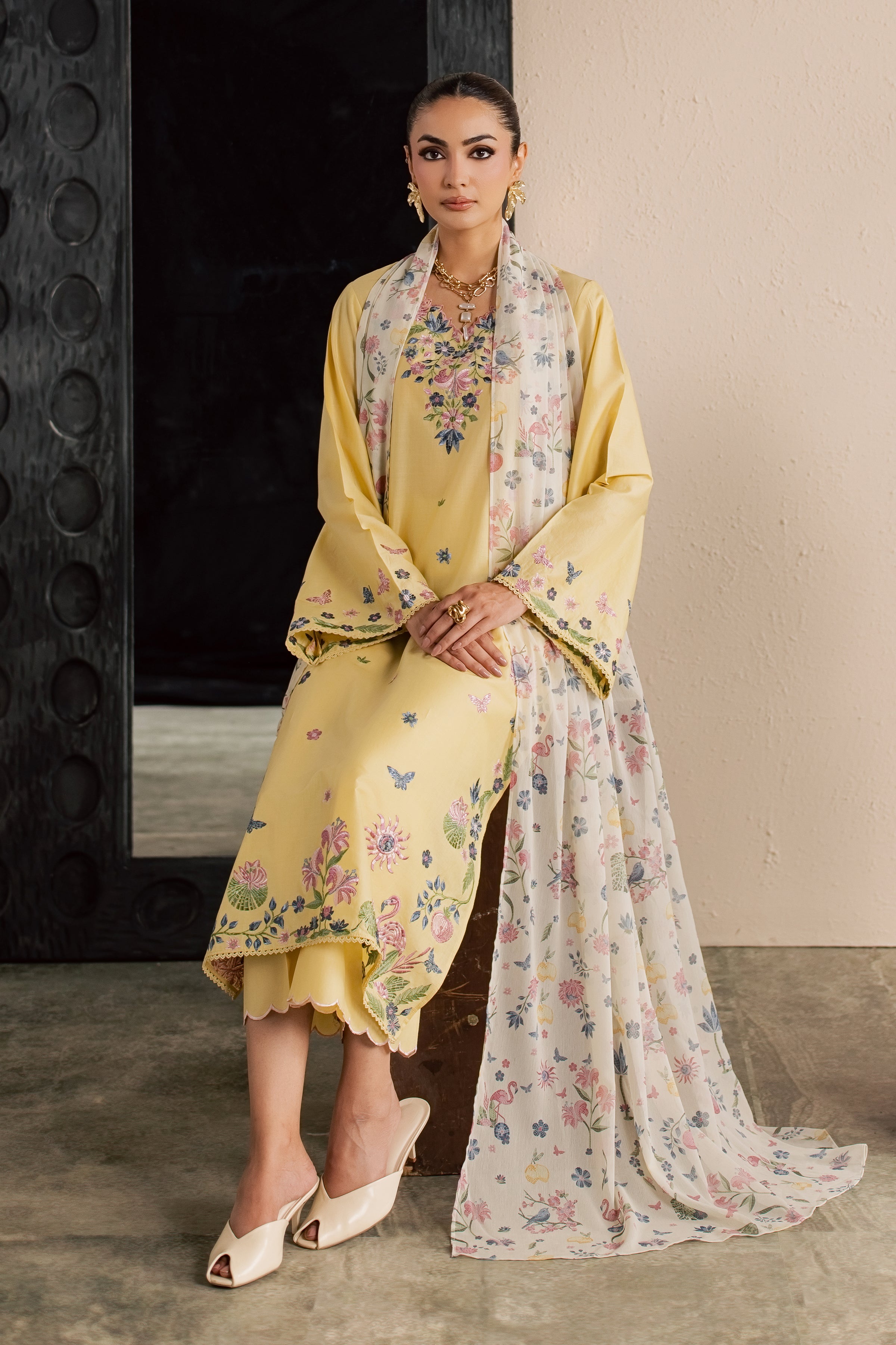  Custard 3Pc - Embroidered Lawn Dress EverydayEdit26  BATIK   XS / Butter / Pima Lawn-S / Butter / Pima Lawn-M / Butter / Pima Lawn-L / Butter / Pima Lawn-XL / Butter / Pima Lawn