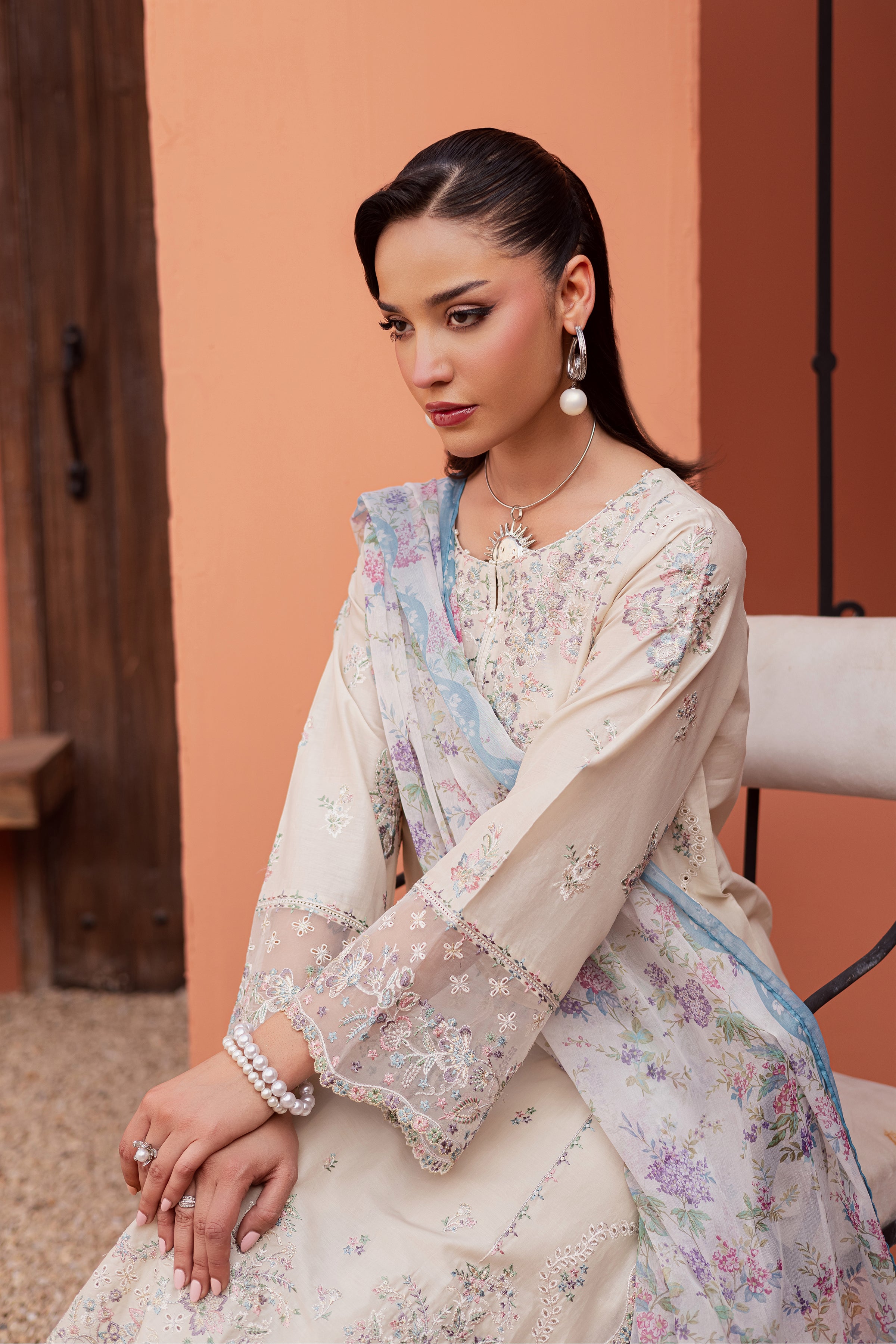  Cyntia 3Pc - Festive Embroidered Lawn BATIKEID2026  BATIK   XS / Beige / Pima Lawn-S / Beige / Pima Lawn-M / Beige / Pima Lawn-L / Beige / Pima Lawn-XL / Beige / Pima Lawn