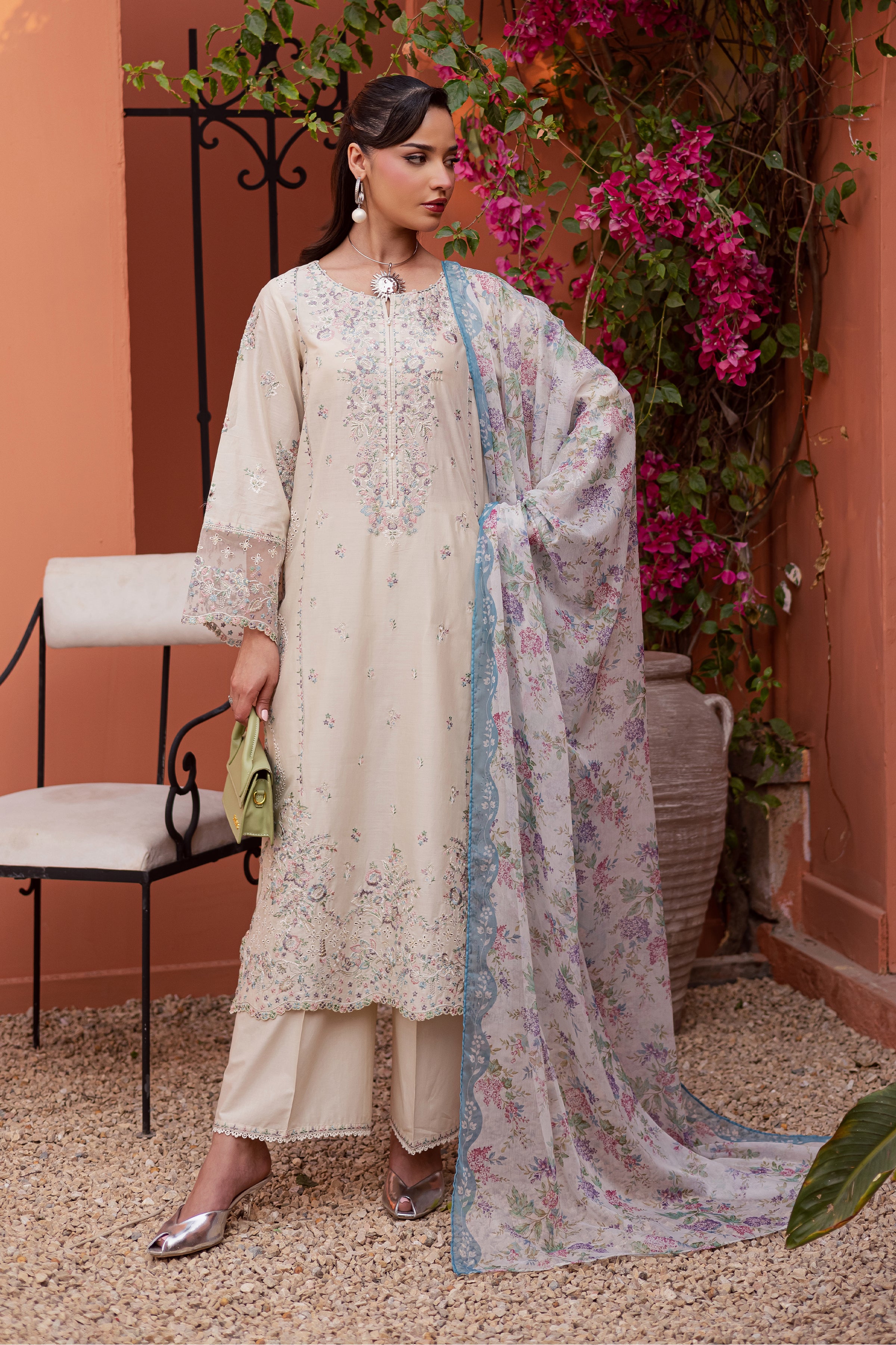  Cyntia 3Pc - Festive Embroidered Lawn BATIKEID2026  BATIK   XS / Beige / Pima Lawn-S / Beige / Pima Lawn-M / Beige / Pima Lawn-L / Beige / Pima Lawn-XL / Beige / Pima Lawn