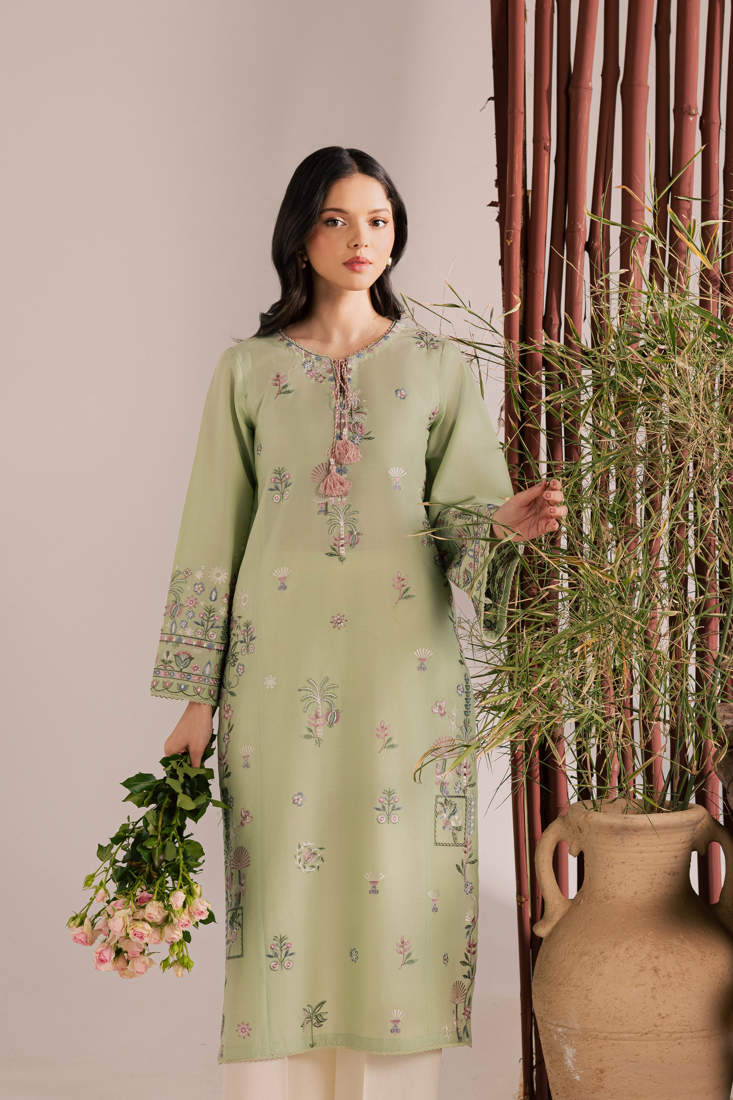  Daphne Laurel 2Pc - Embroidered Lawn Dress EverydayEdit26  BATIK   XS / Laurel Green / Pima Lawn-S / Laurel Green / Pima Lawn-M / Laurel Green / Pima Lawn-L / Laurel Green / Pima Lawn-XL / Laurel Green / Pima Lawn