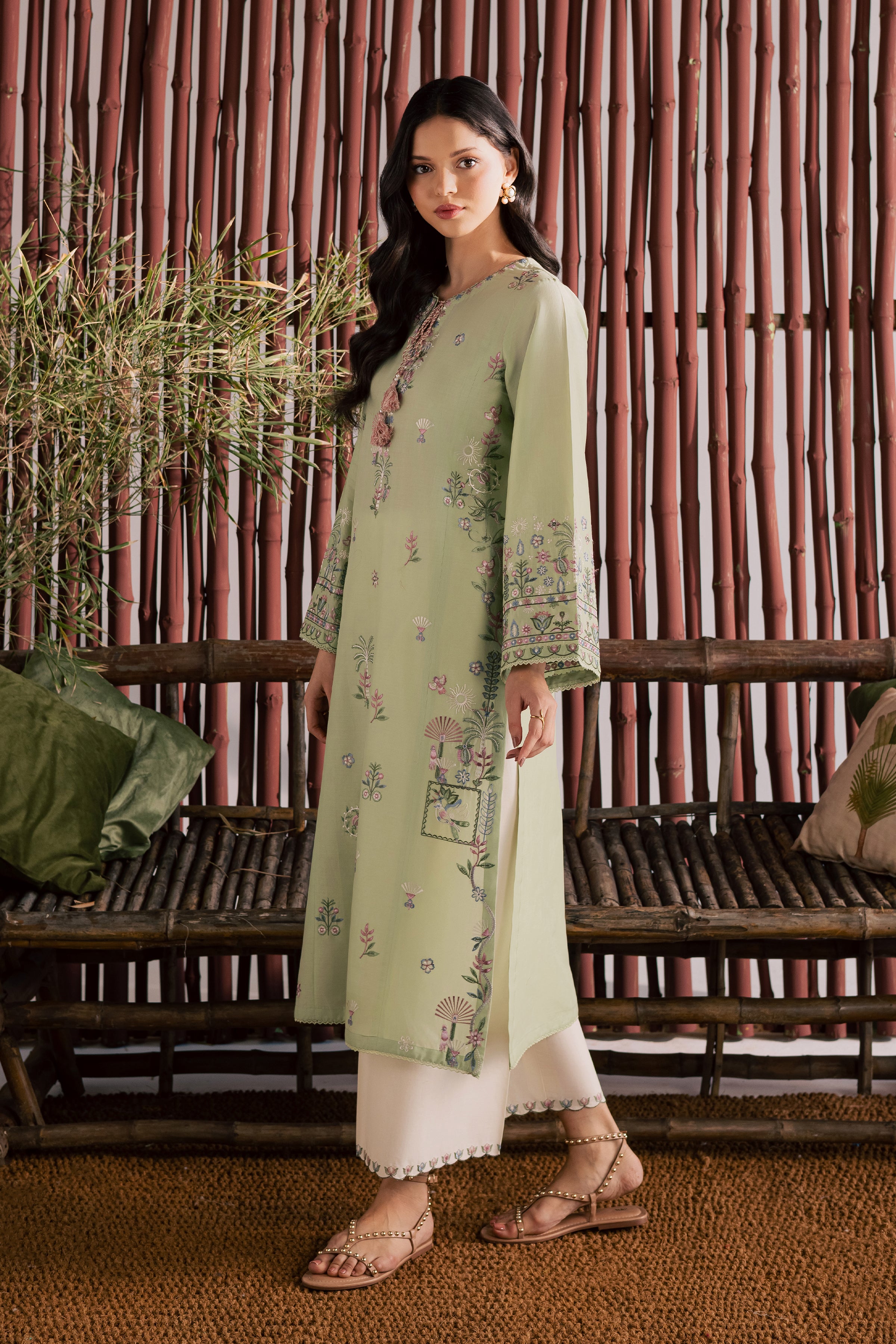  Daphne Laurel 2Pc - Embroidered Lawn Dress EverydayEdit26  BATIK   XS / Laurel Green / Pima Lawn-S / Laurel Green / Pima Lawn-M / Laurel Green / Pima Lawn-L / Laurel Green / Pima Lawn-XL / Laurel Green / Pima Lawn