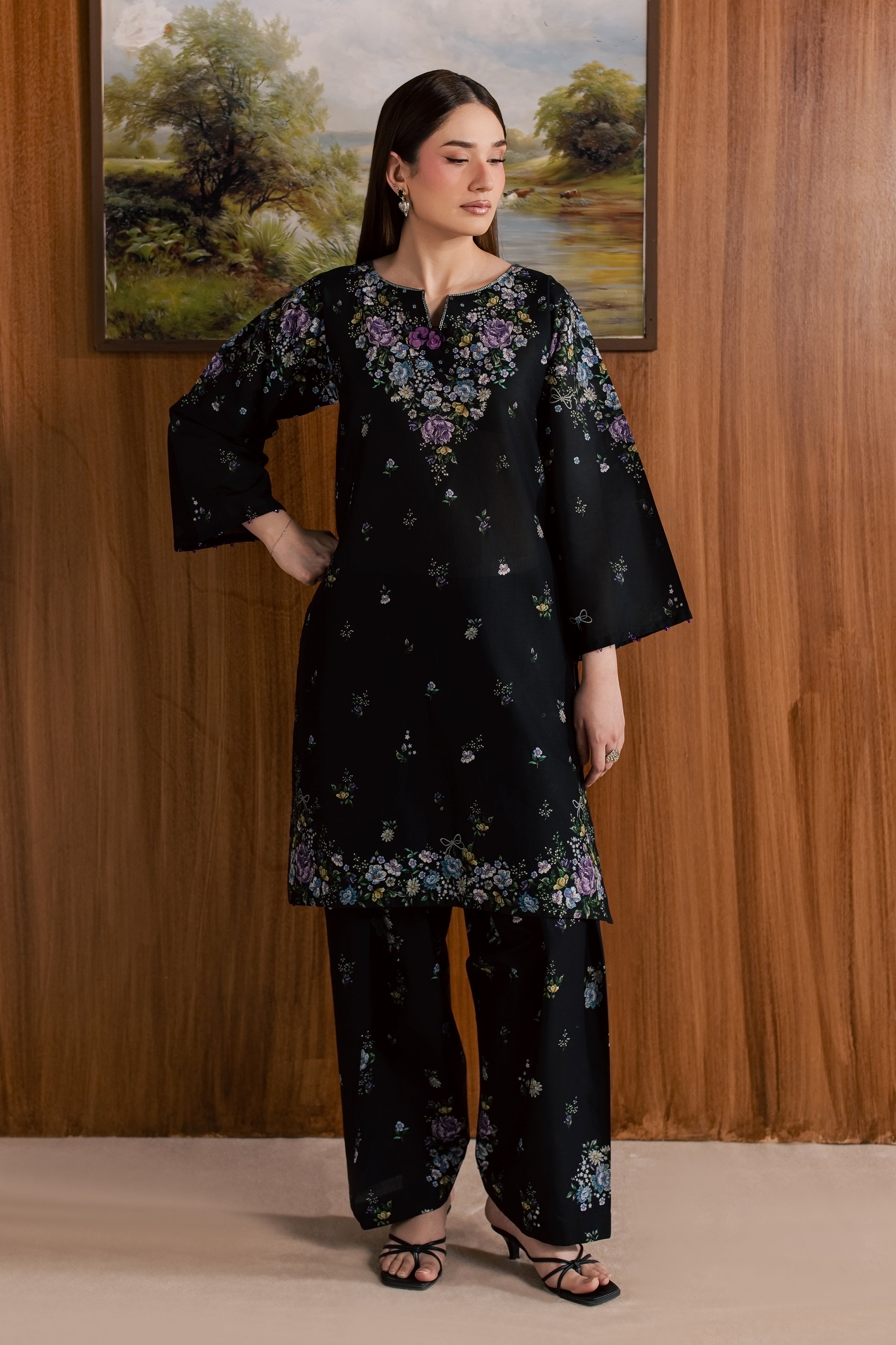  Darcy 2Pc - Printed Lawn Dress BATIKSS26  BATIK   XS / Black / Lawn-S / Black / Lawn-M / Black / Lawn-L / Black / Lawn-XL / Black / Lawn
