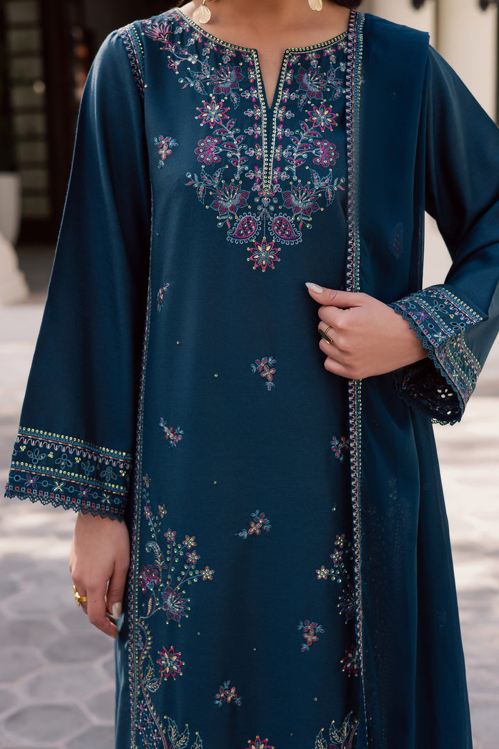  Dark Aqua 3Pc - Embroidered Karandi Dress BATIK WINTER PRET 2025  BATIK   XS / Deep Teal / Karandi-S / Deep Teal / Karandi-M / Deep Teal / Karandi-L / Deep Teal / Karandi-XL / Deep Teal / Karandi
