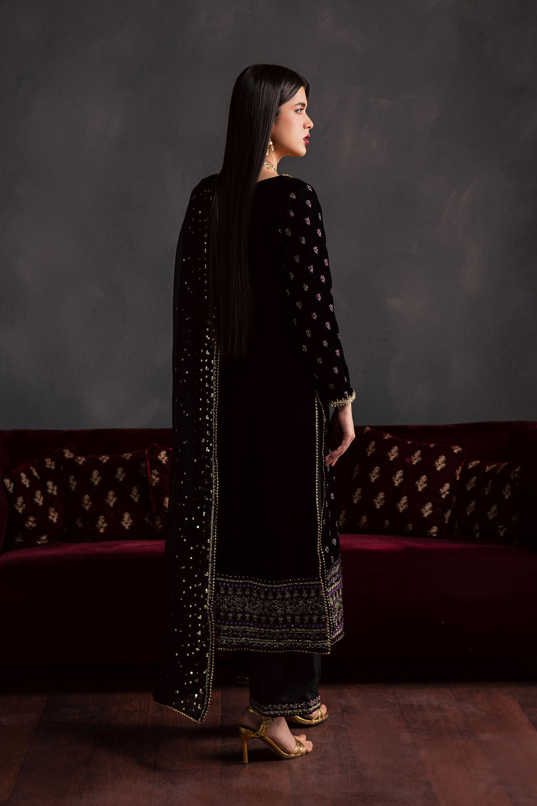  Dark Haze 3Pc - Velvet Luxe Pret BATIKLuxePRET2025  BATIK   XS / Black / Velvet-S / Black / Velvet-M / Black / Velvet-L / Black / Velvet-XL / Black / Velvet