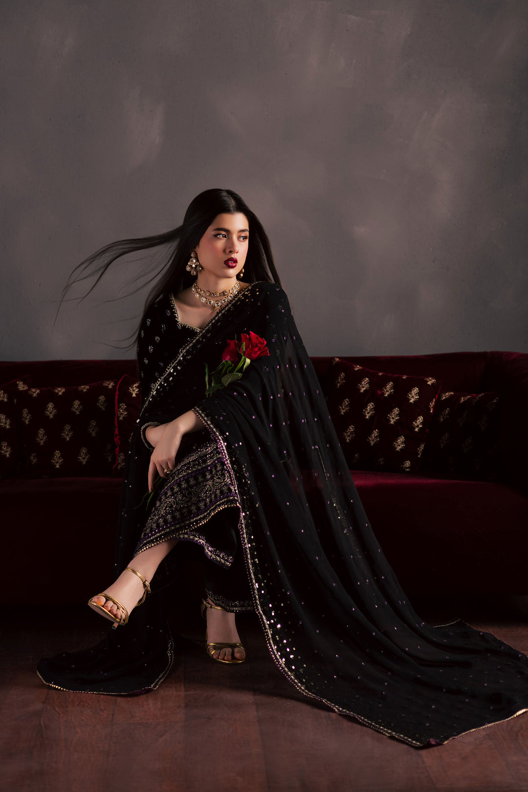  Dark Haze 3Pc - Velvet Luxe Pret BATIKLuxePRET2025  BATIK   XS / Black / Velvet-S / Black / Velvet-M / Black / Velvet-L / Black / Velvet-XL / Black / Velvet