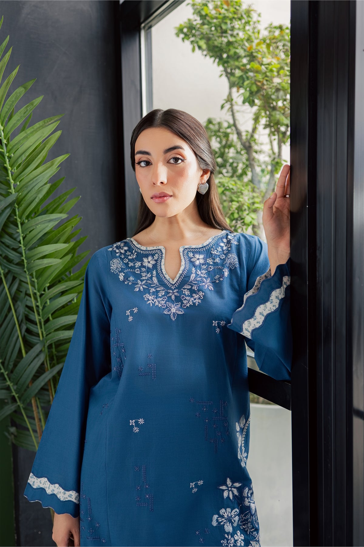 Dark Ravena 2Pc - Embroidered Lawn Dress EverydayEdit26  BATIK   XS / Ocean Blue / Pima Lawn