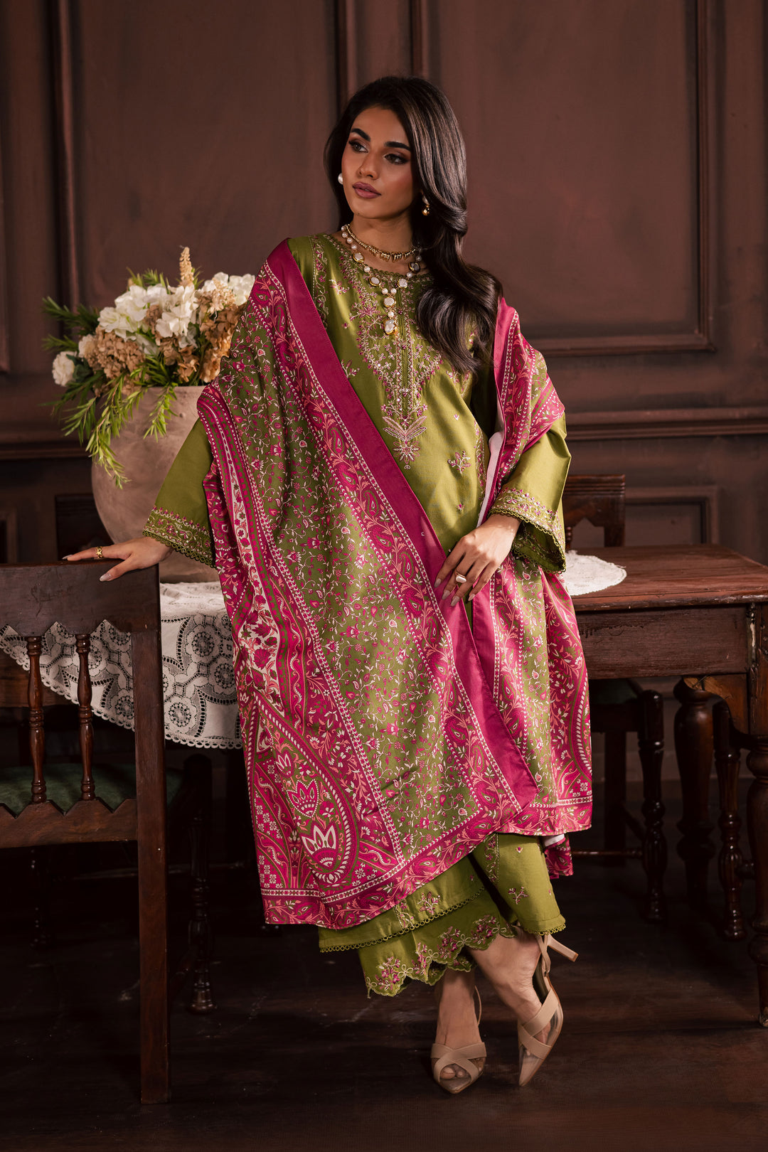 Darla 3Pc - Embroidered Khaddar Dress