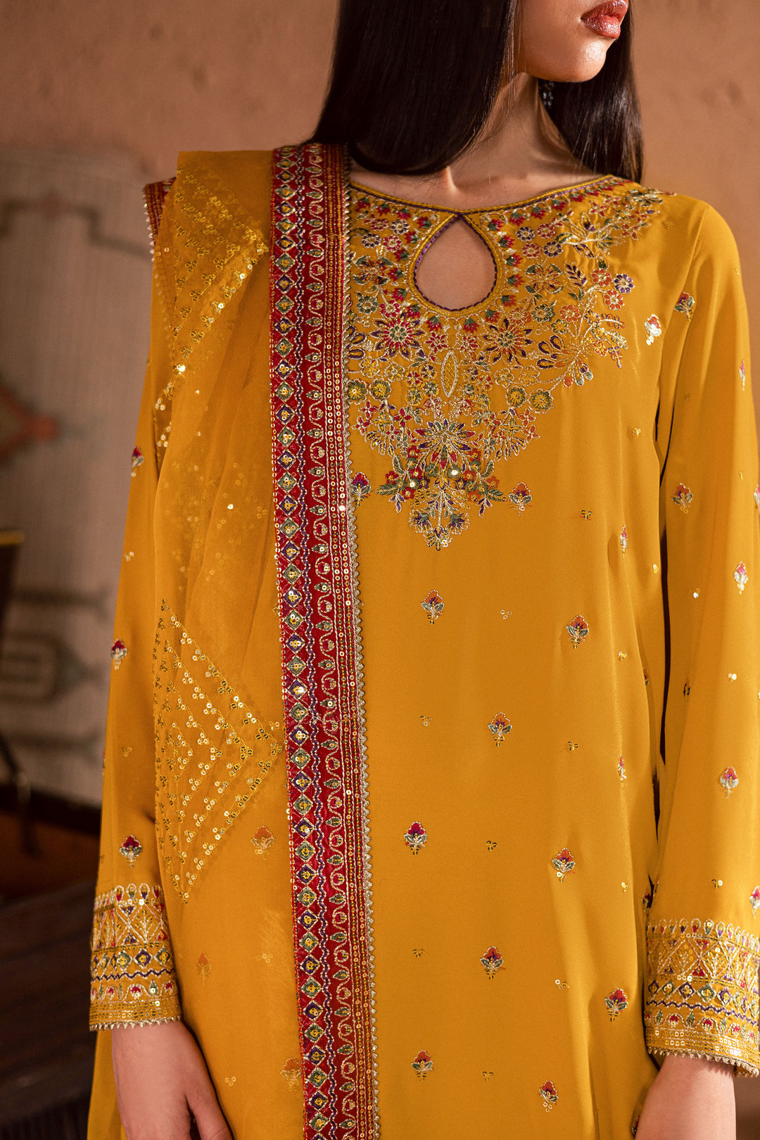  Daylilly 3Pc- Festive Luxe Pret BATIKSTUDIO2025  BATIK   S / Lime Green / Georgette-M / Lime Green / Georgette-L / Lime Green / Georgette