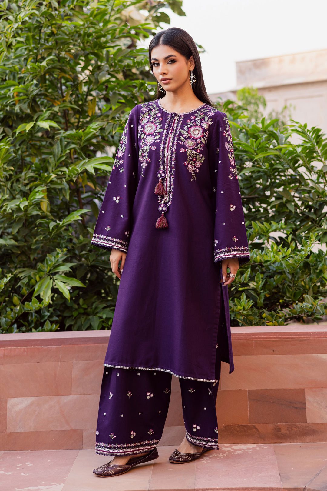  Deejo Iris 2Pc - Embroidered Khaddar Dress BATIK WINTER PRET 2025  BATIK   XS / Purple / Khaddar-S / Purple / Khaddar-M / Purple / Khaddar-L / Purple / Khaddar-XL / Purple / Khaddar