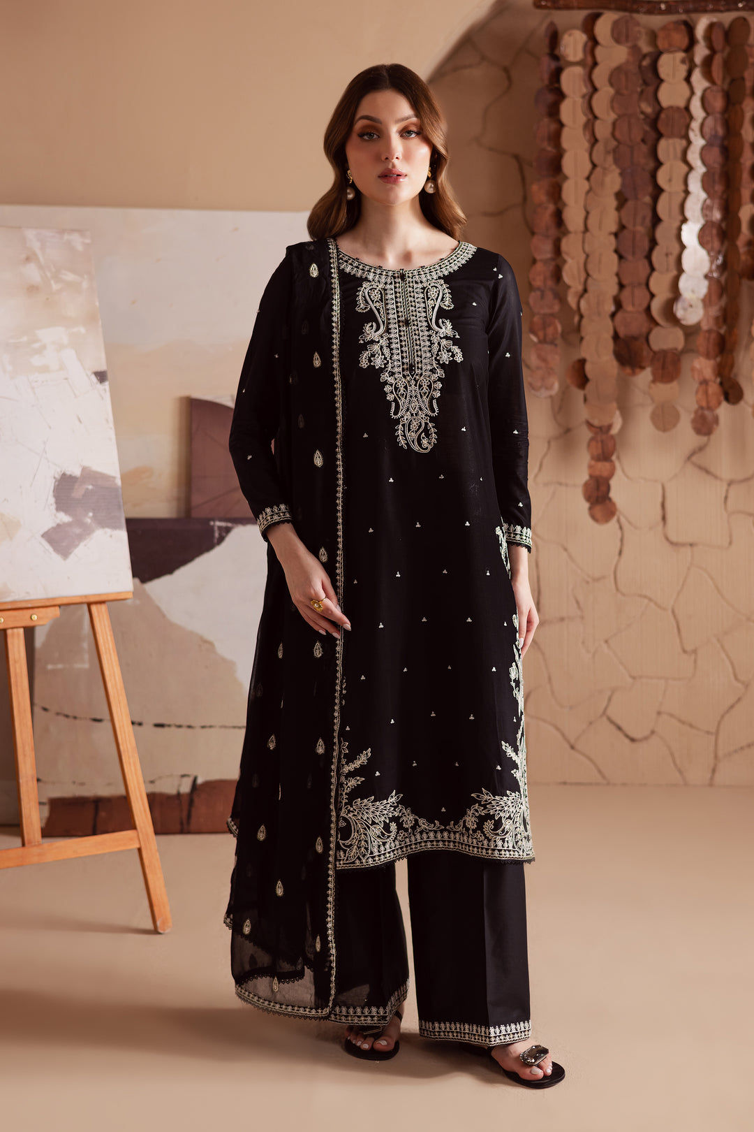 Deep Black 3Pc - Embroidered Lawn Dress BATIK Deep Black 3Pc - Embroidered Lawn Dress BATIK