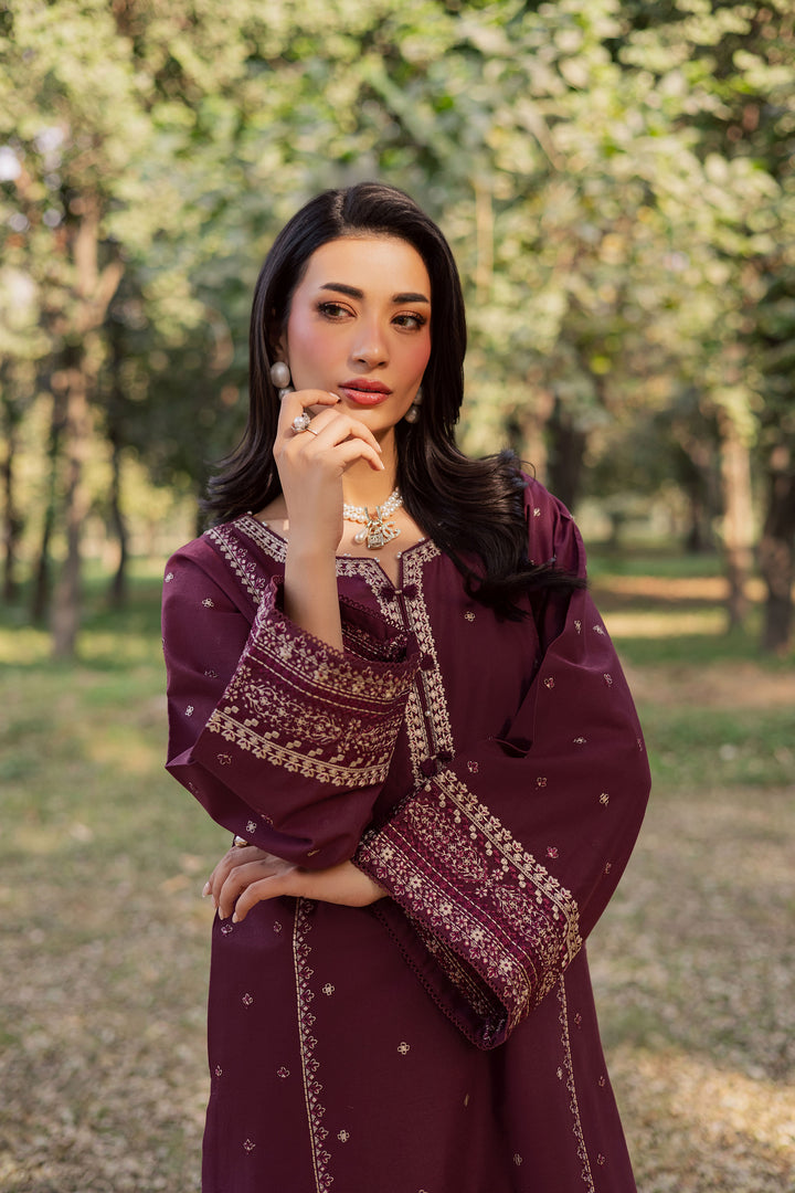  Deep Mauve 2Pc - Embroidered Khaddar Dress BATIK WINTER PRET 2025  BATIK   XS / Mauve / Khaddar-S / Mauve / Khaddar-M / Mauve / Khaddar-L / Mauve / Khaddar-XL / Mauve / Khaddar