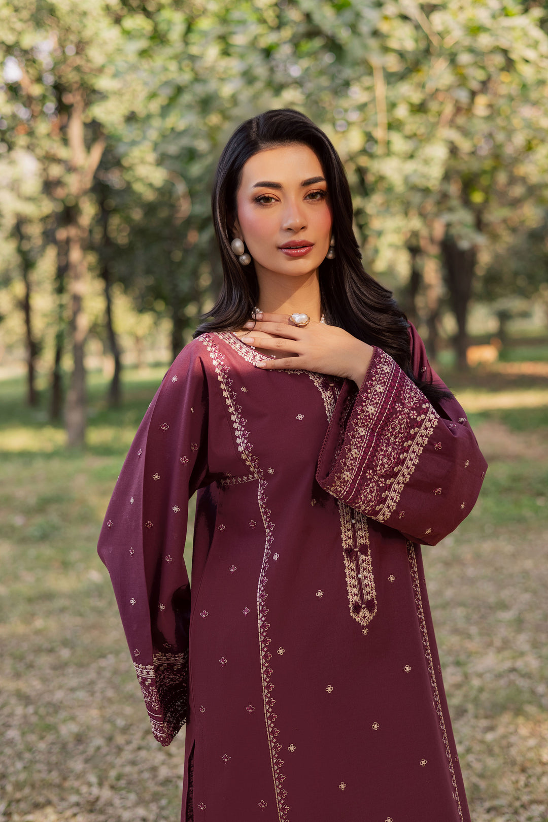  Deep Mauve 2Pc - Embroidered Khaddar Dress BATIK WINTER PRET 2025  BATIK   XS / Mauve / Khaddar-S / Mauve / Khaddar-M / Mauve / Khaddar-L / Mauve / Khaddar-XL / Mauve / Khaddar