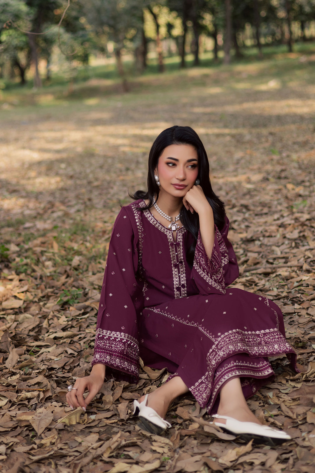  Deep Mauve 2Pc - Embroidered Khaddar Dress BATIK WINTER PRET 2025  BATIK   XS / Mauve / Khaddar-S / Mauve / Khaddar-M / Mauve / Khaddar-L / Mauve / Khaddar-XL / Mauve / Khaddar