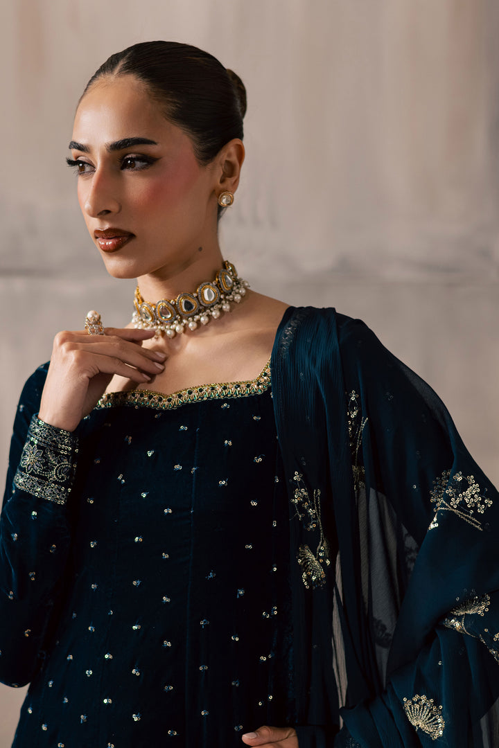  Delphinium 3Pc - Velvet Luxe Pret BATIKLuxePRET2025  BATIK   XS / Teal / Velvet-S / Teal / Velvet-M / Teal / Velvet-L / Teal / Velvet-XL / Teal / Velvet