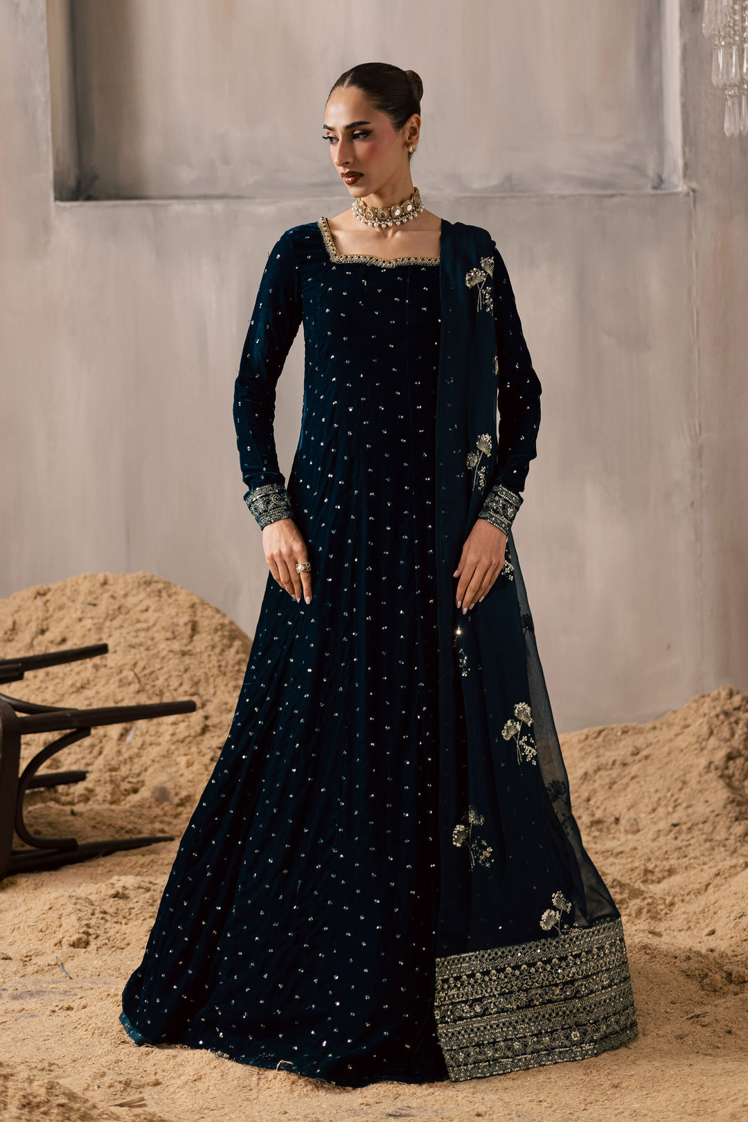  Delphinium 3Pc - Velvet Luxe Pret BATIKLuxePRET2025  BATIK   XS / Teal / Velvet-S / Teal / Velvet-M / Teal / Velvet-L / Teal / Velvet-XL / Teal / Velvet