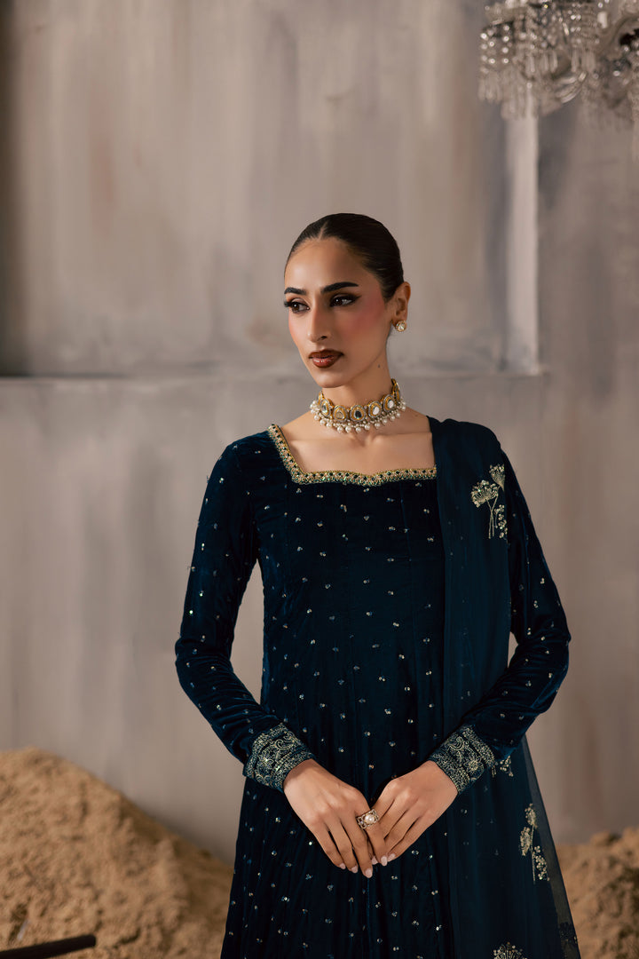  Delphinium 3Pc - Velvet Luxe Pret BATIKLuxePRET2025  BATIK   XS / Teal / Velvet-S / Teal / Velvet-M / Teal / Velvet-L / Teal / Velvet-XL / Teal / Velvet