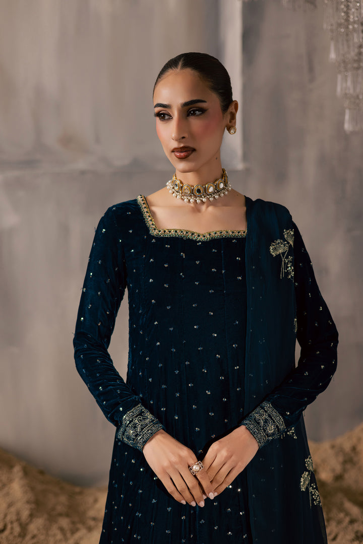  Delphinium 3Pc - Velvet Luxe Pret BATIKLuxePRET2025  BATIK   XS / Teal / Velvet-S / Teal / Velvet-M / Teal / Velvet-L / Teal / Velvet-XL / Teal / Velvet