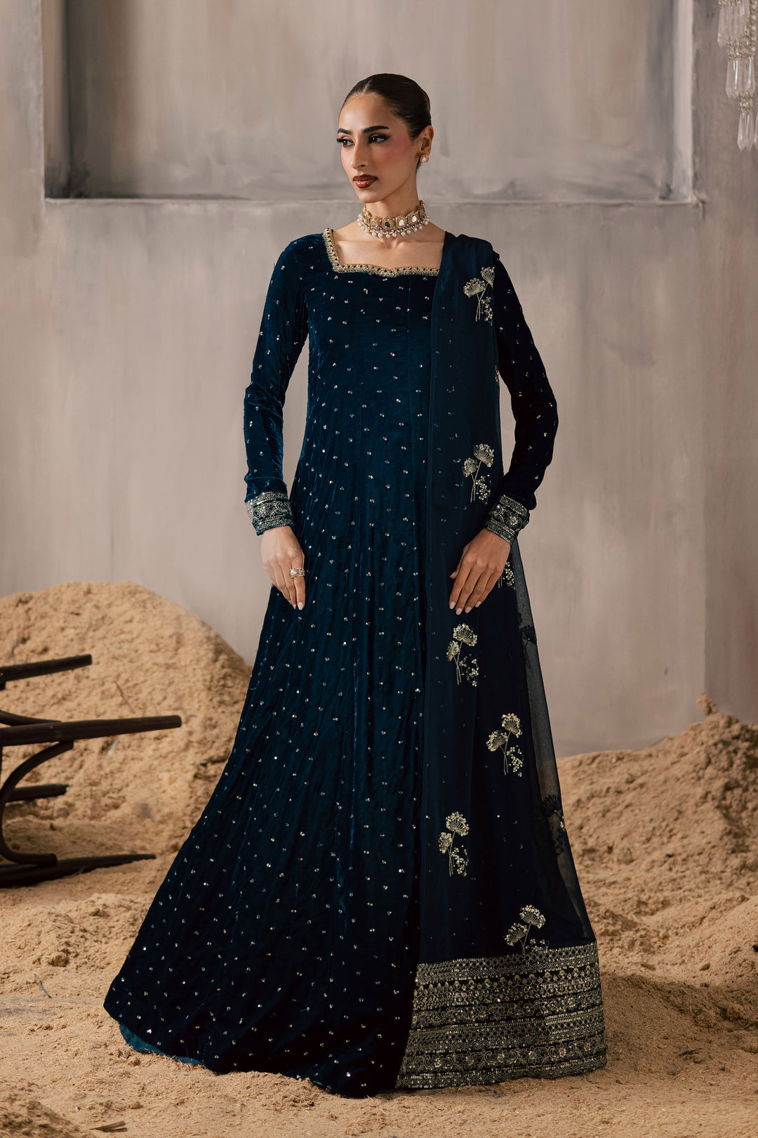  Delphinium 3Pc - Velvet Luxe Pret BATIKLuxePRET2025  BATIK   XS / Teal / Velvet-S / Teal / Velvet-M / Teal / Velvet-L / Teal / Velvet-XL / Teal / Velvet