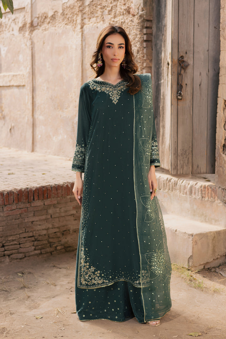  Dhamak 3Pc - Festive Velvet Pret BATIKLuxePRET  BATIK   XS / Steel Teal / Velvet-S / Steel Teal / Velvet-M / Steel Teal / Velvet-L / Steel Teal / Velvet-XL / Steel Teal / Velvet